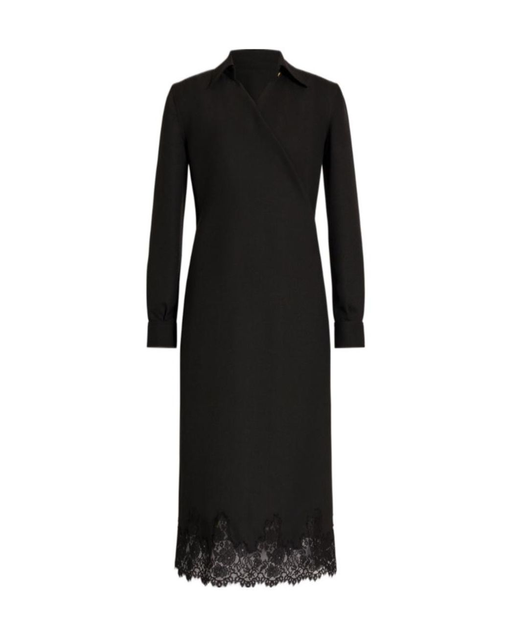 Alberta Ferretti Black Tropical Lace-Trim Midi Dress