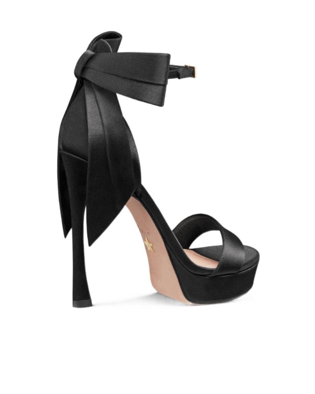 Dior Black Christian Bow-Detail Satin Platform Sandals