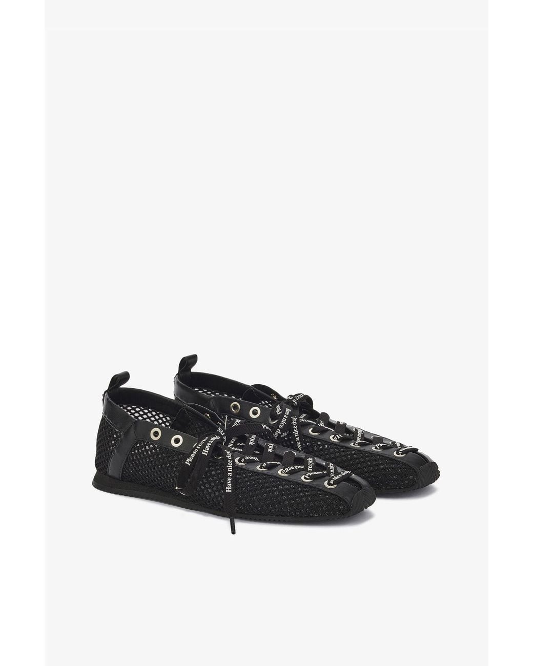 Ganni Black Sporty Ballerina Mesh Flats