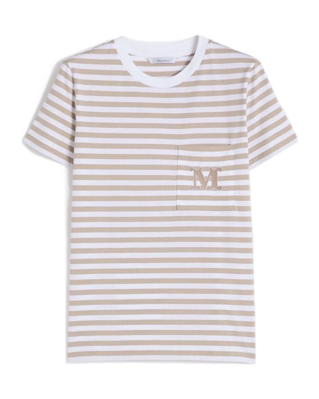 Max Mara White Oboli Logo Embroidered Crewneck T-Shirt