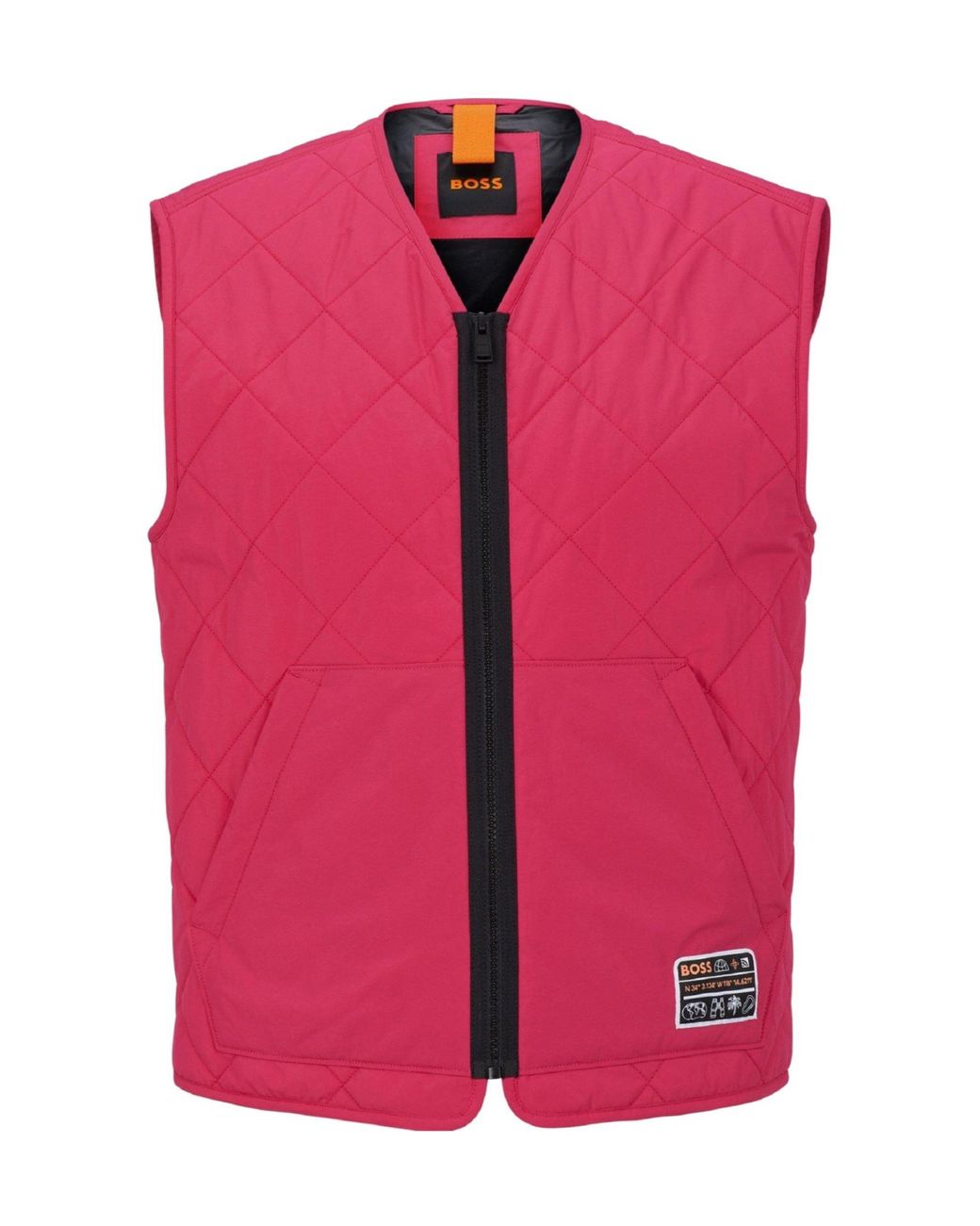 Boss Pink Diamond-Quilted Gilet for men