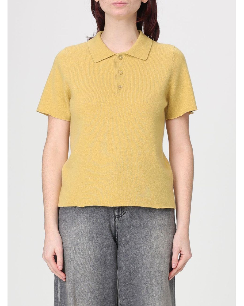 Extreme Cashmere Yellow Salamander Short Sleeve Polo Top