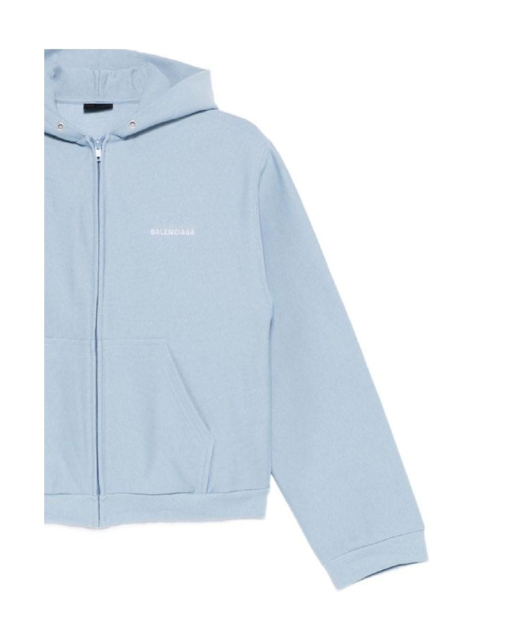 Balenciaga Blue Cotton Zip-Up Hoodie