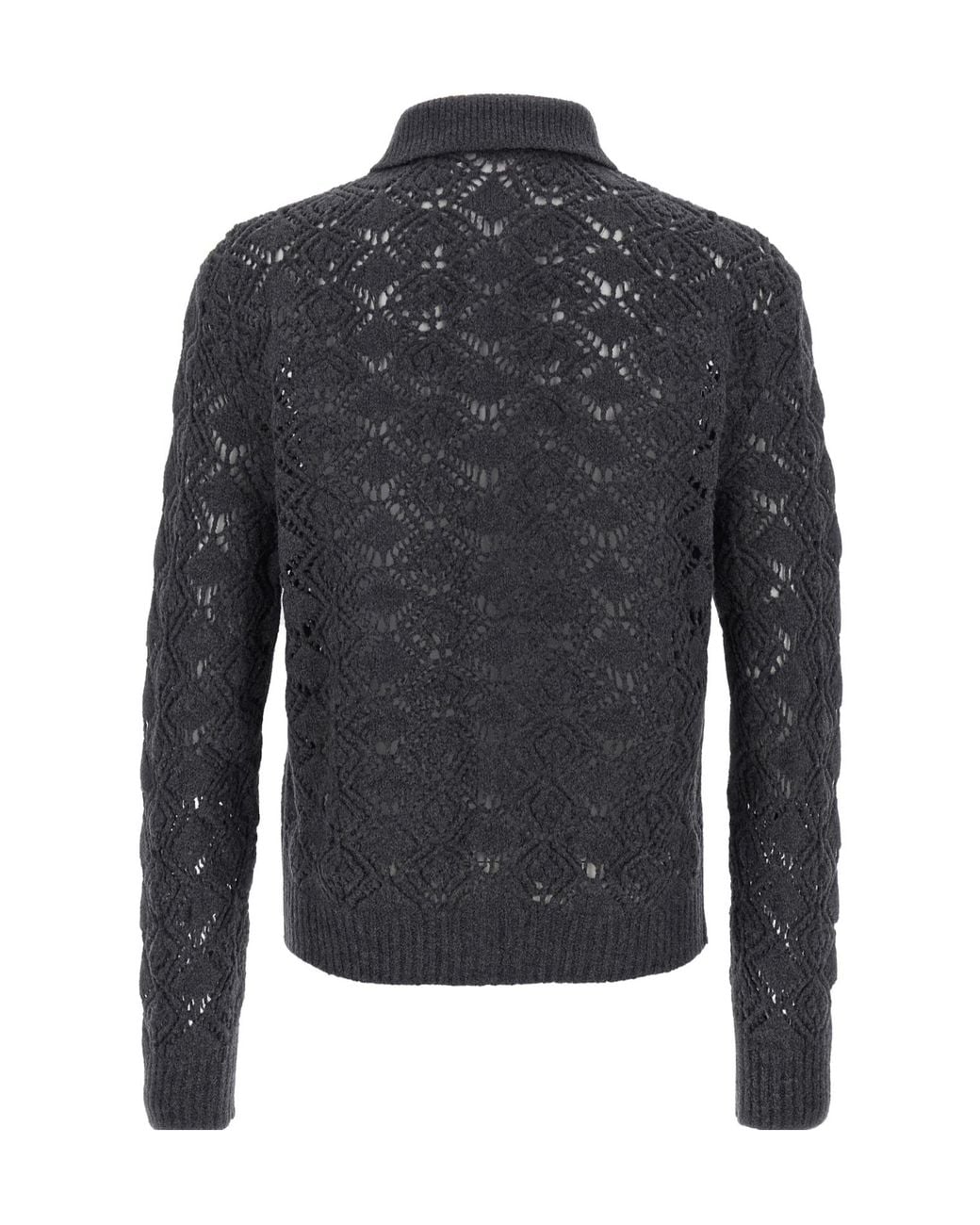 Jil Sander Black Openwork Wool Cardigan for men