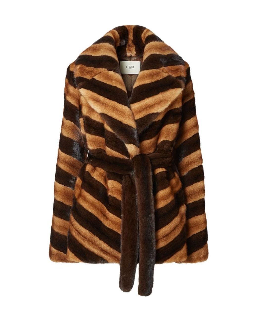 Fendi Brown Chevron Mink Jacket