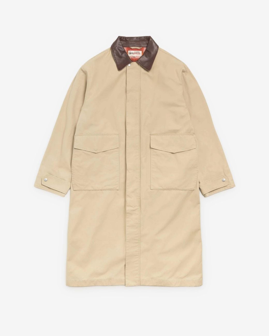 Stussy Natural Leather-Collar Cotton Coat for men