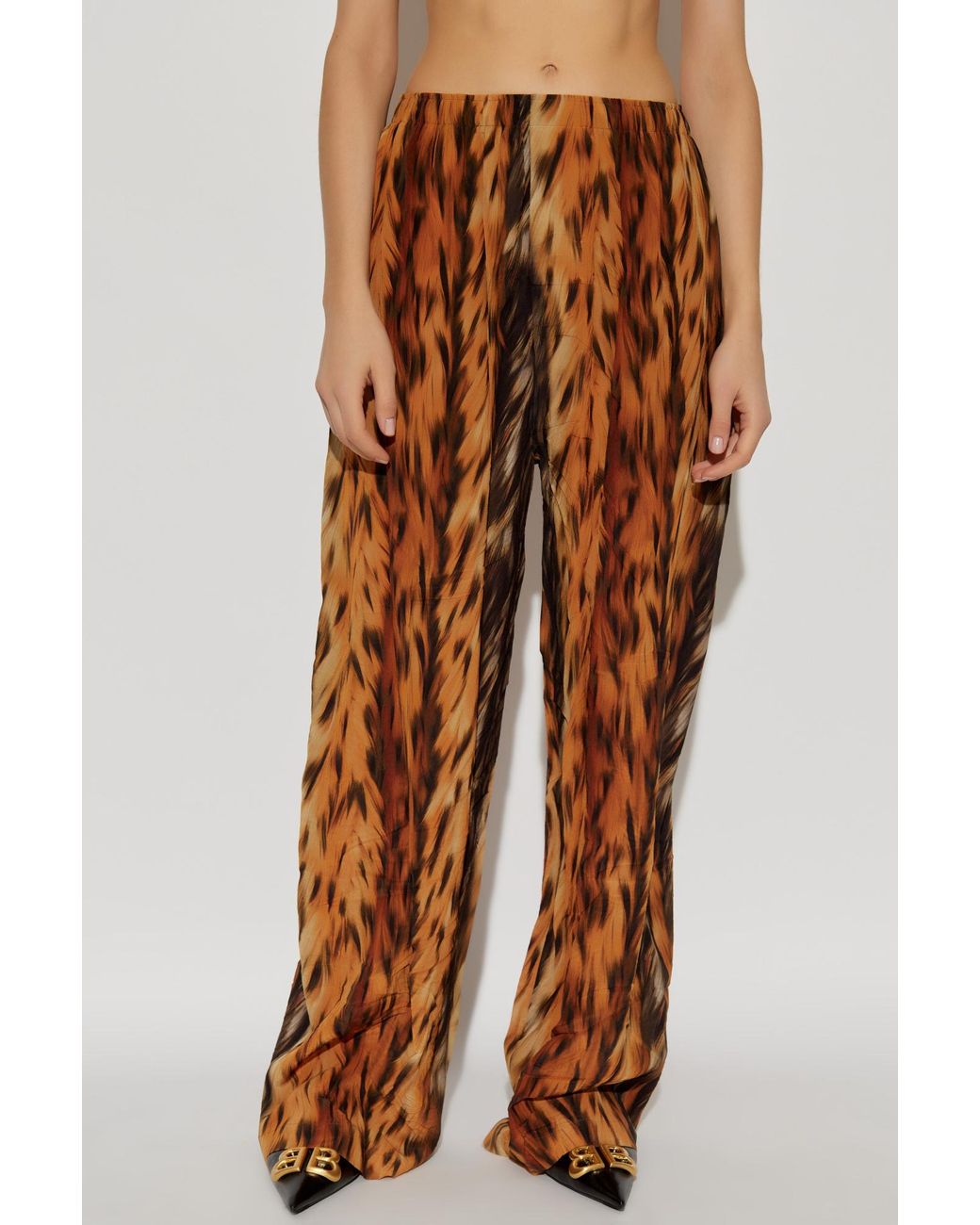Balenciaga Brown Fur Print Straight-Leg Pants