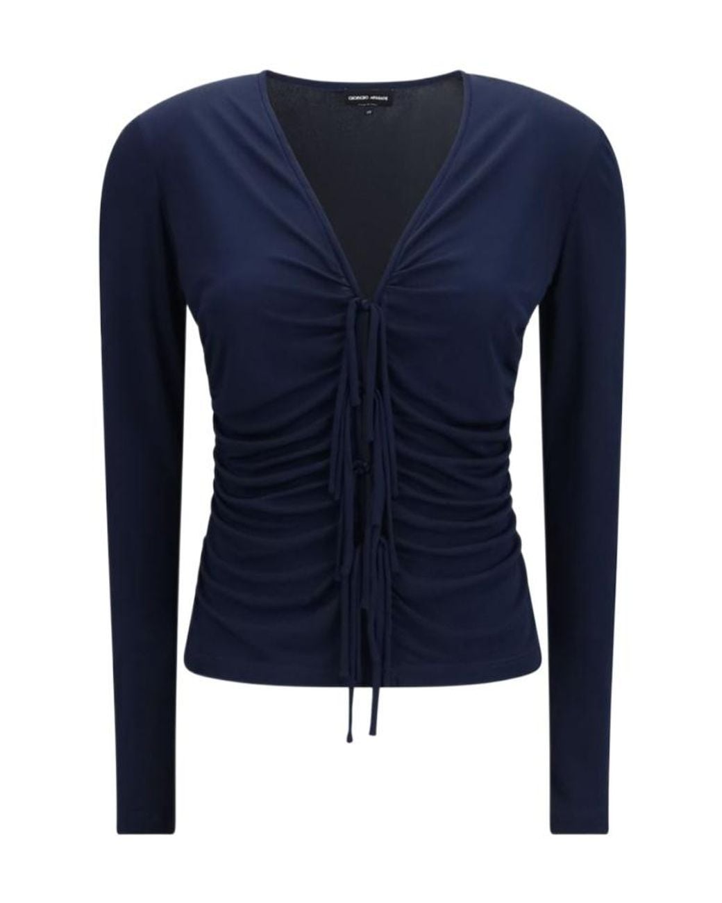 Giorgio Armani Blue V-Neck Jersey Top