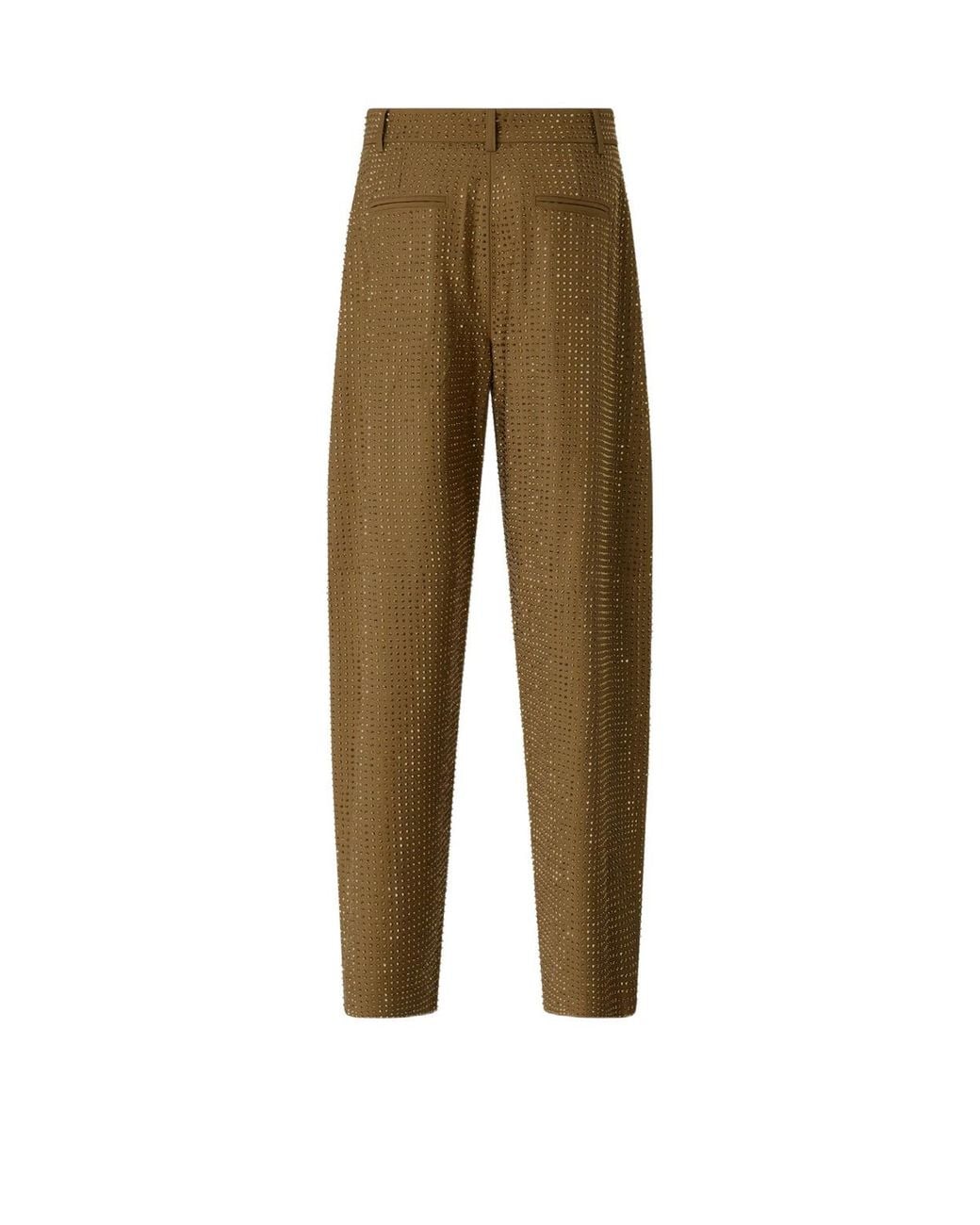 Pinko Natural Rhinestone-Embellished Tailored Trousers
