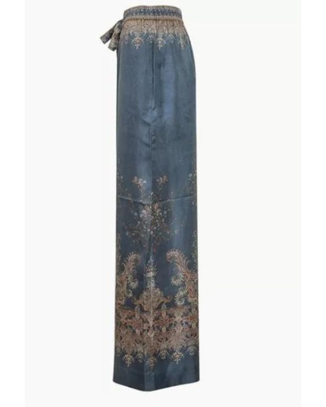 Zimmermann Blue Printed Drawstring Wide Leg Trousers