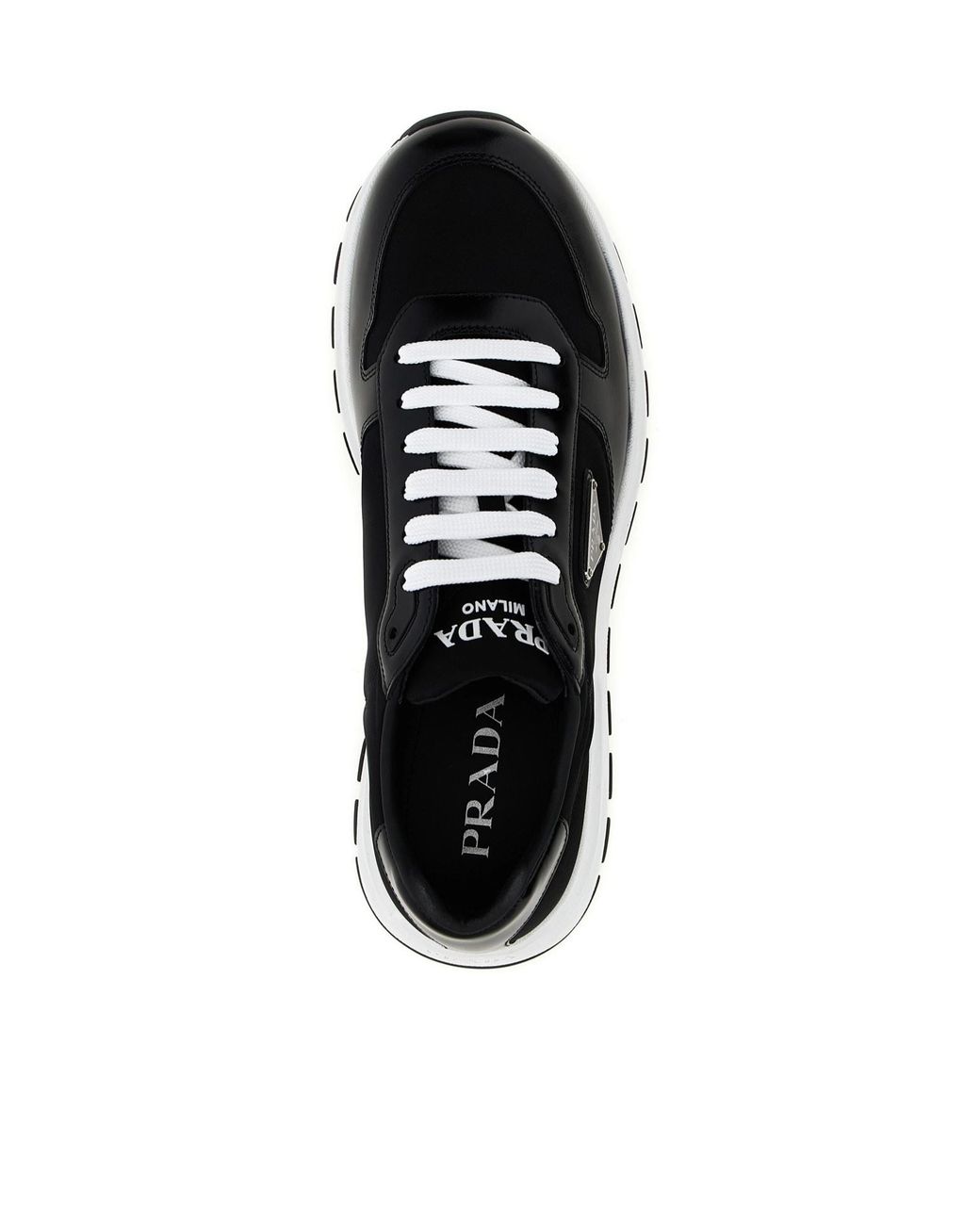 Prada Black Logo Plaque Low-Top Sneakers for men