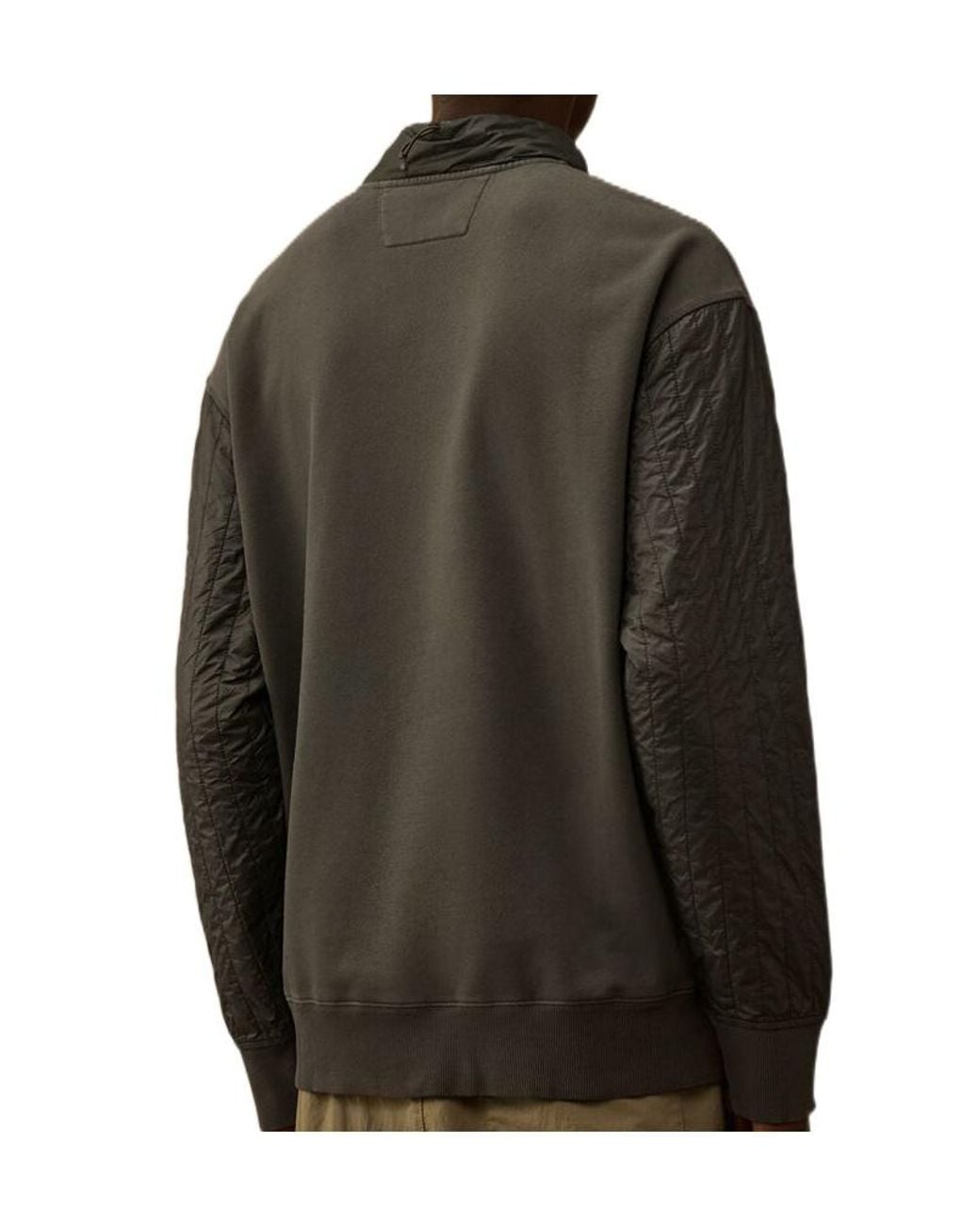 C P Company Green Half-Zip Quilted Sleeve Sweatshirt for men
