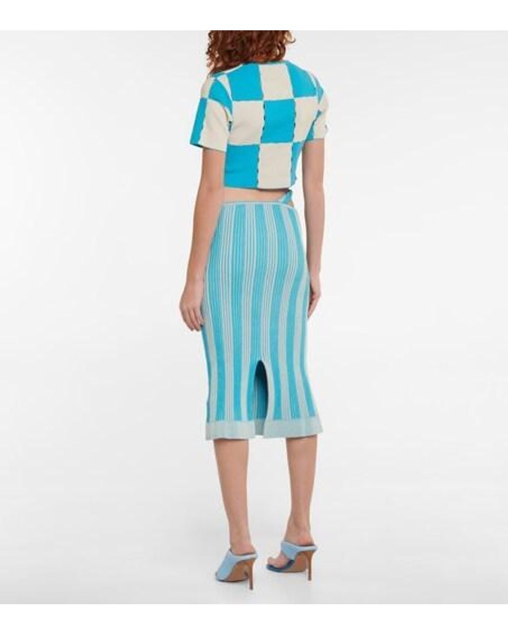 Jacquemus Blue La Jupe Gelato Striped Midi Skirt