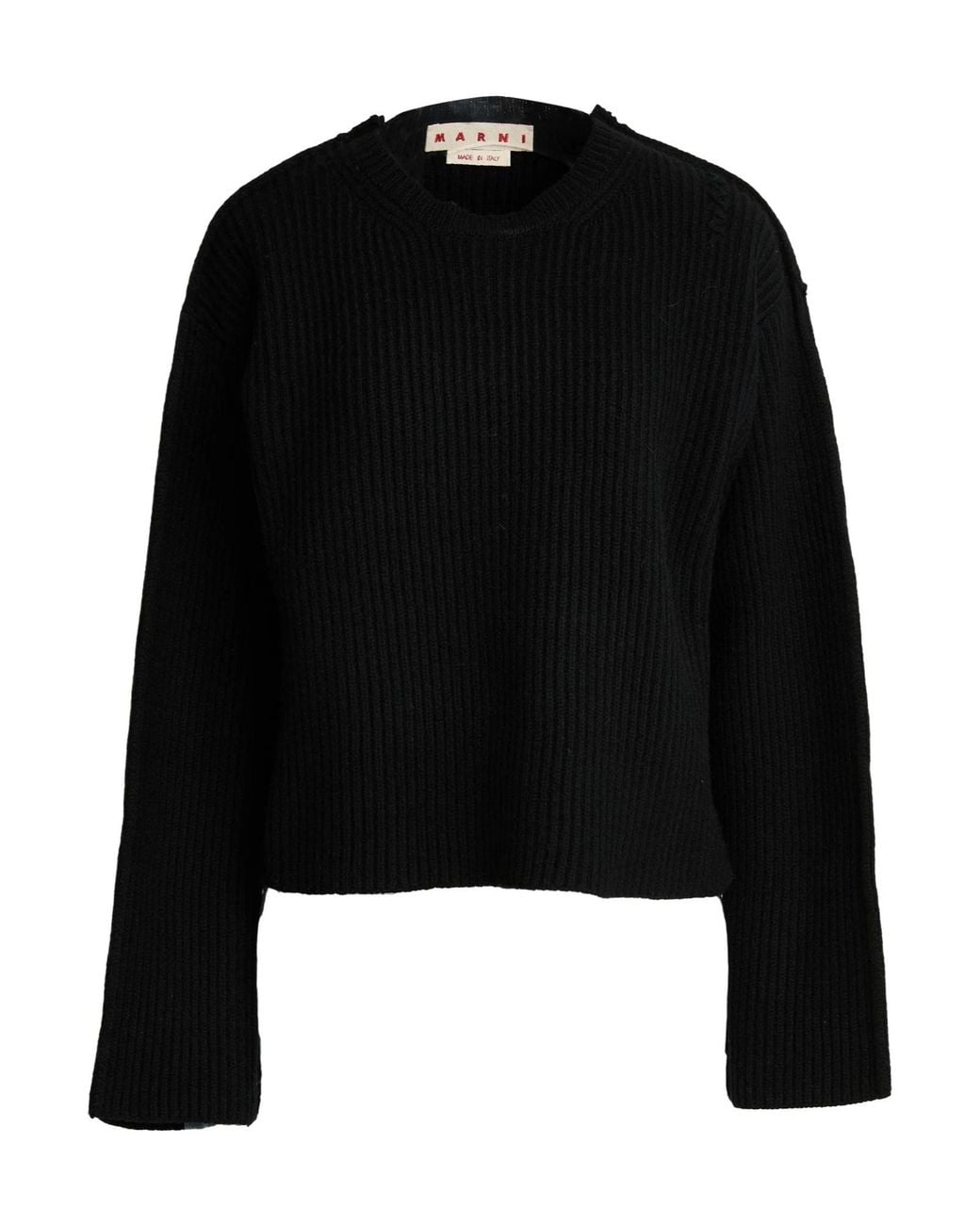 Marni Black Solid-Color Wool Knit Sweater