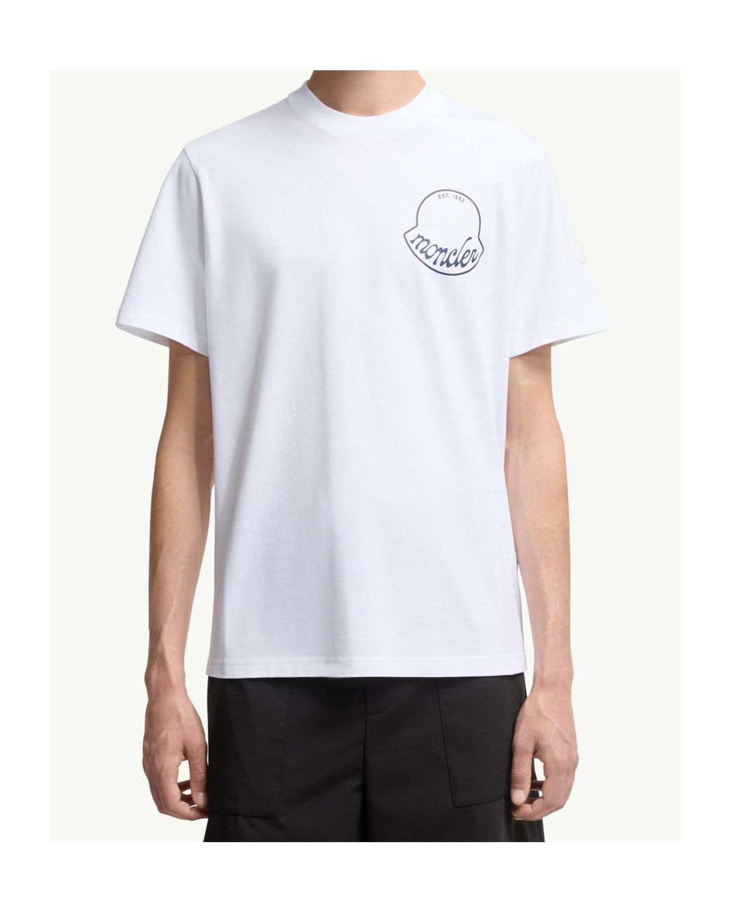 Moncler White Logo Printed Crewneck T-Shirt for men