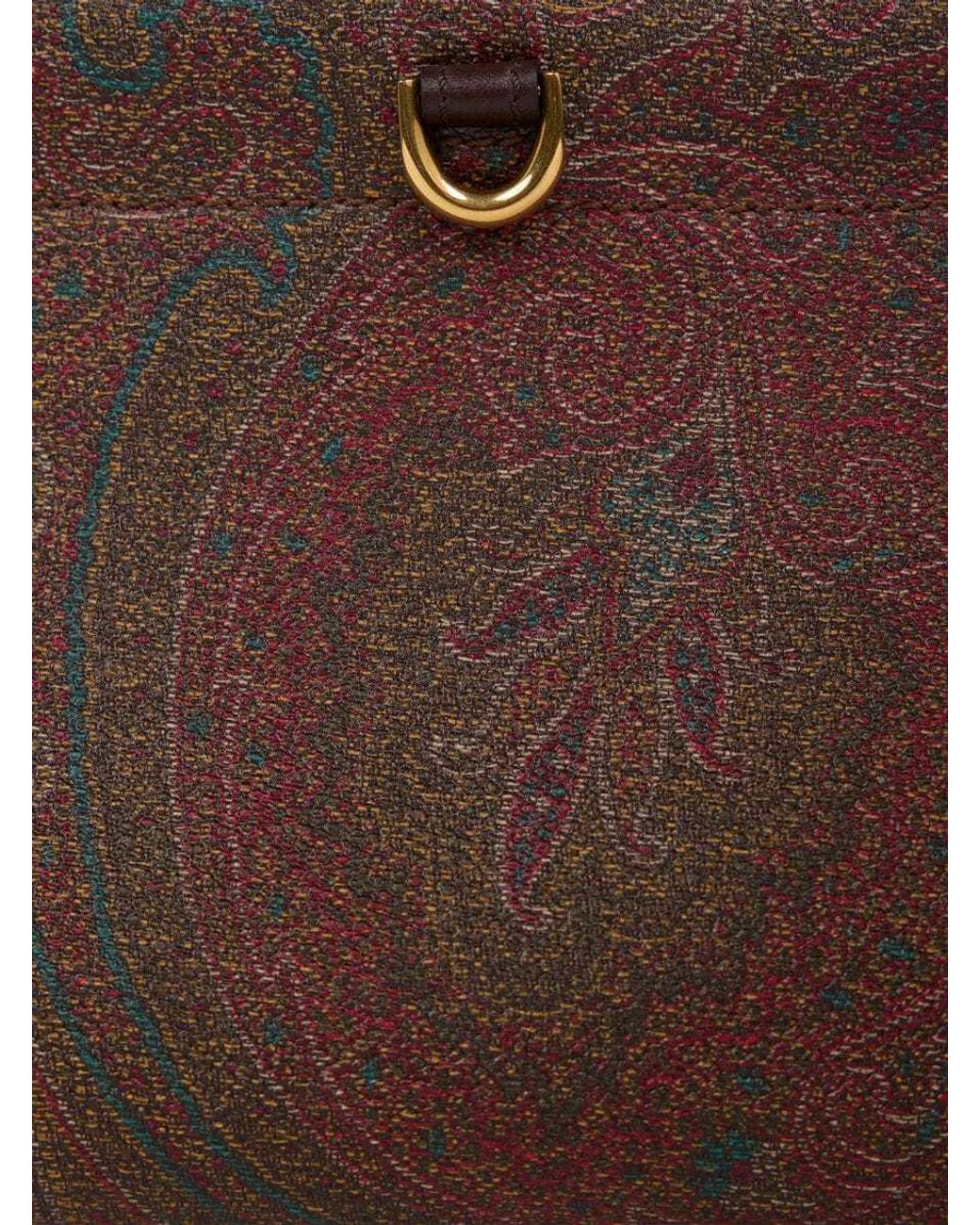 Etro Brown Mini Arnica Paisley Jacquard Clutch Bag