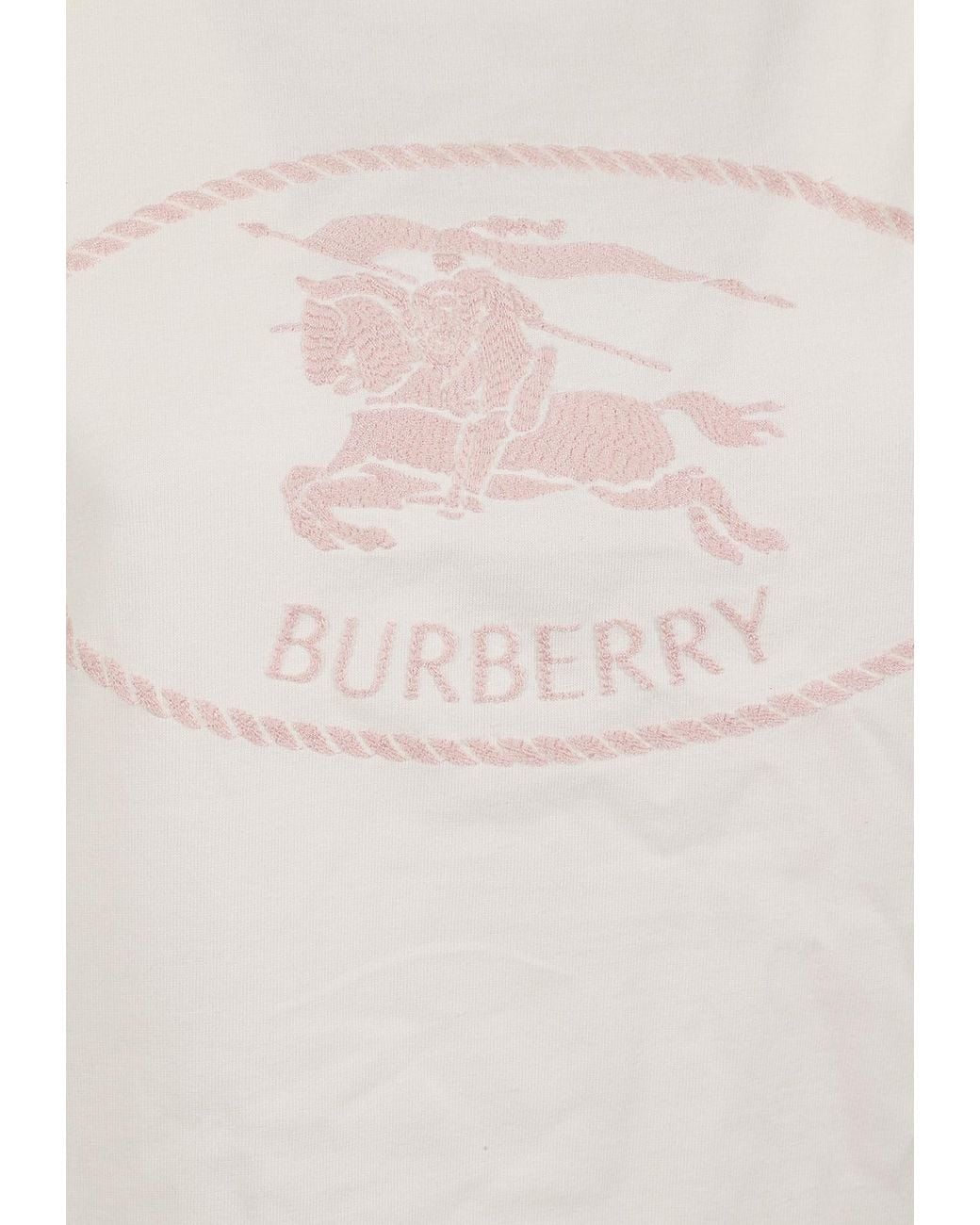 Burberry White Logo Embroidered Crewneck T-Shirt