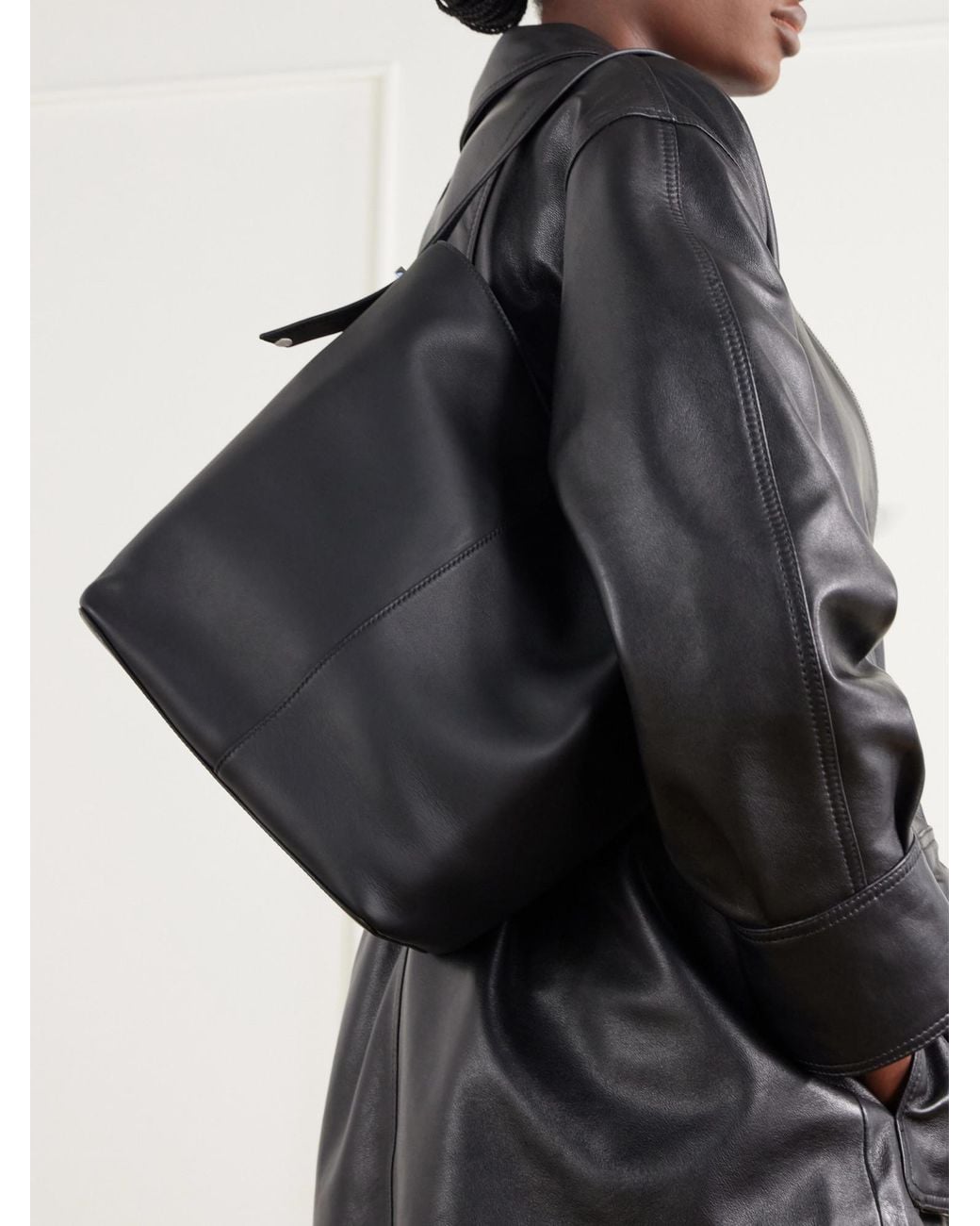 Metier Black Leather Shoulder Bag