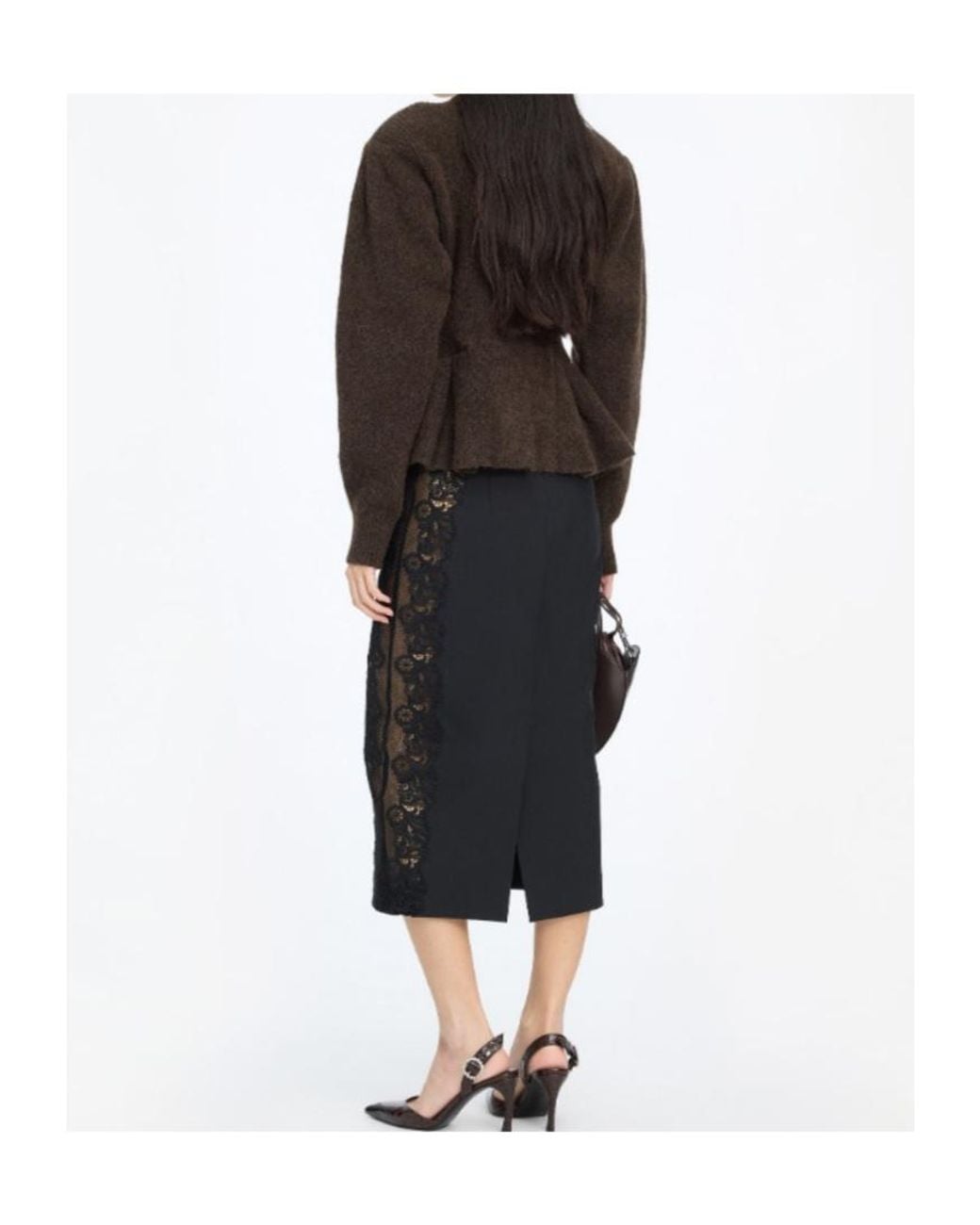 ROTATE BIRGER CHRISTENSEN Brown Peplum Cardigan