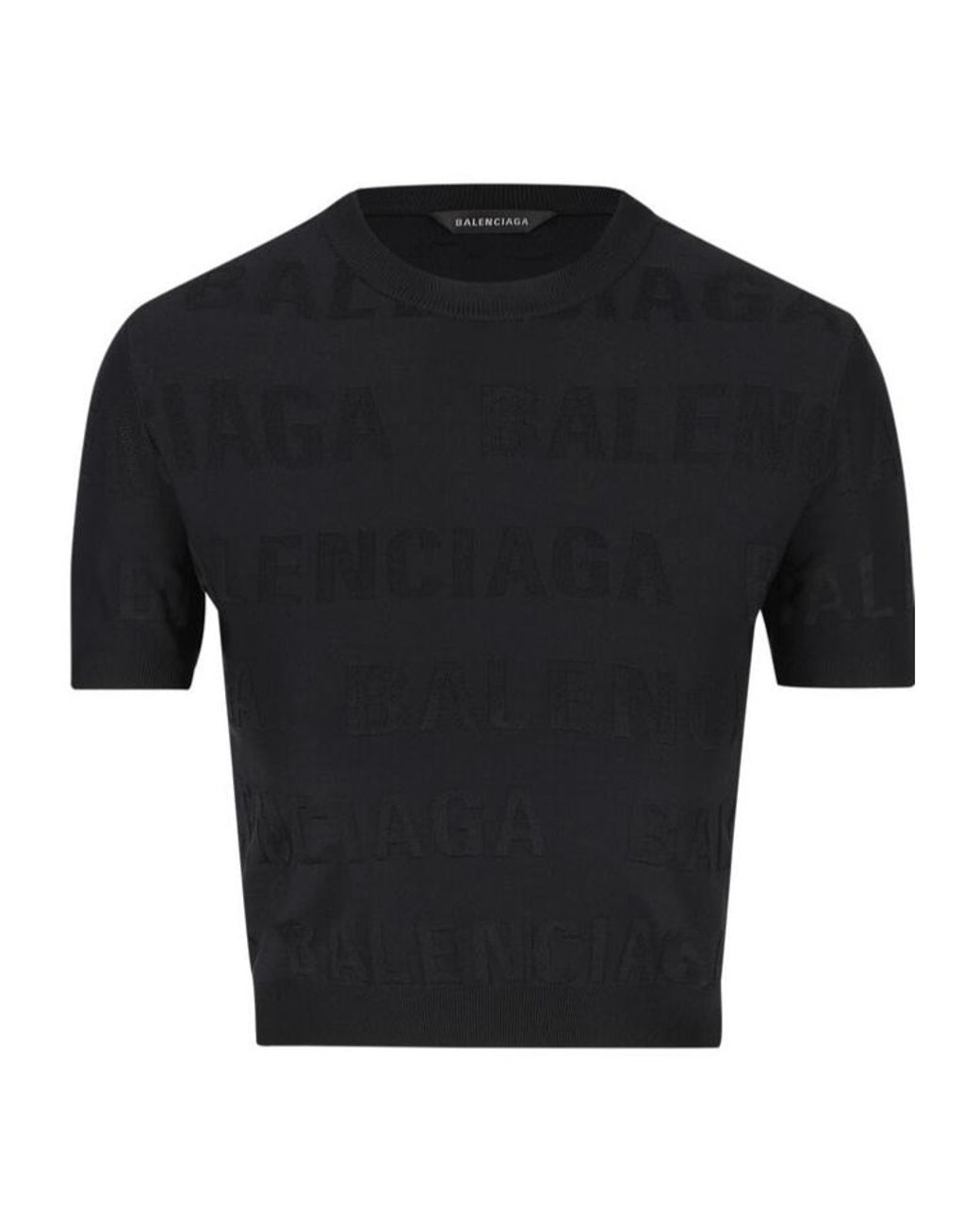 Balenciaga Black Logo Printed Crewneck T-Shirt