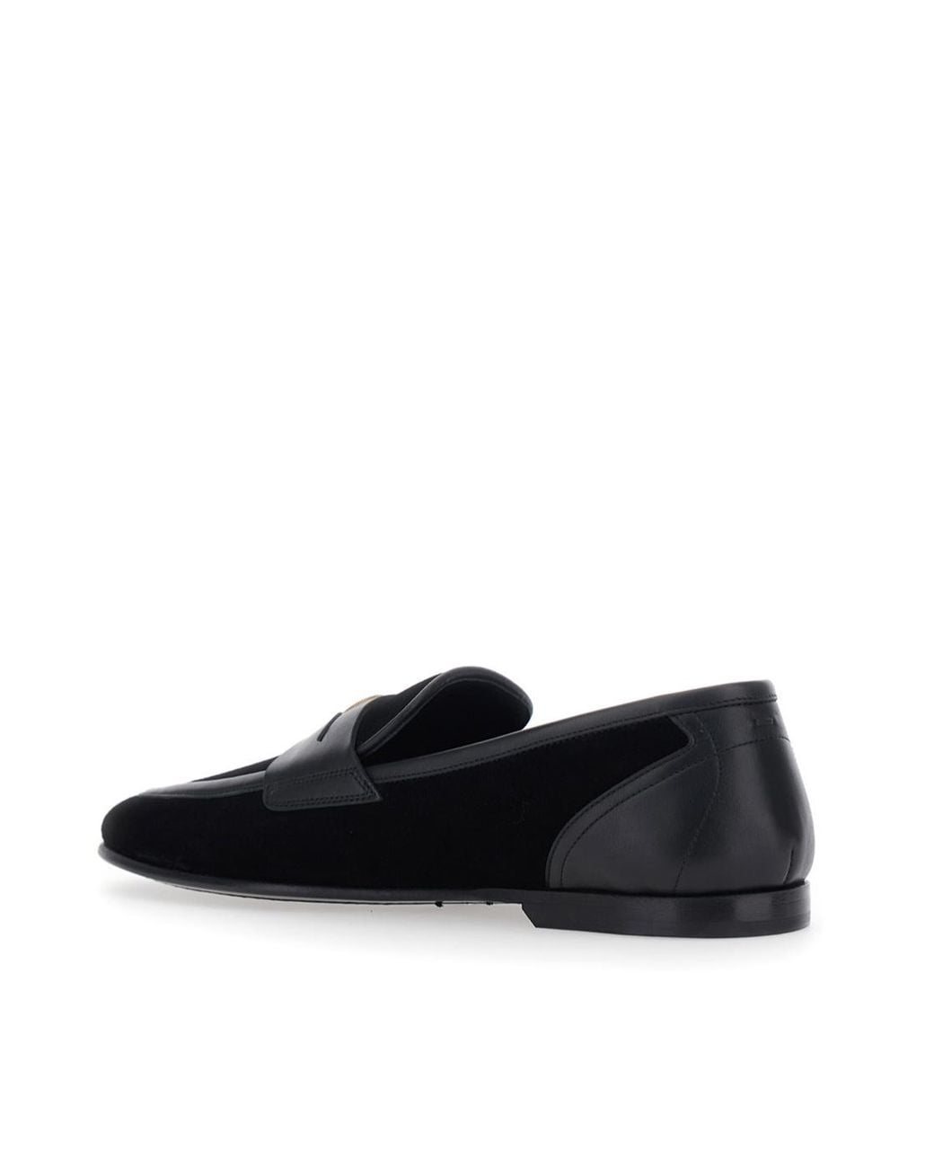 Dolce & Gabbana Black Logo Plaque Loafers for men