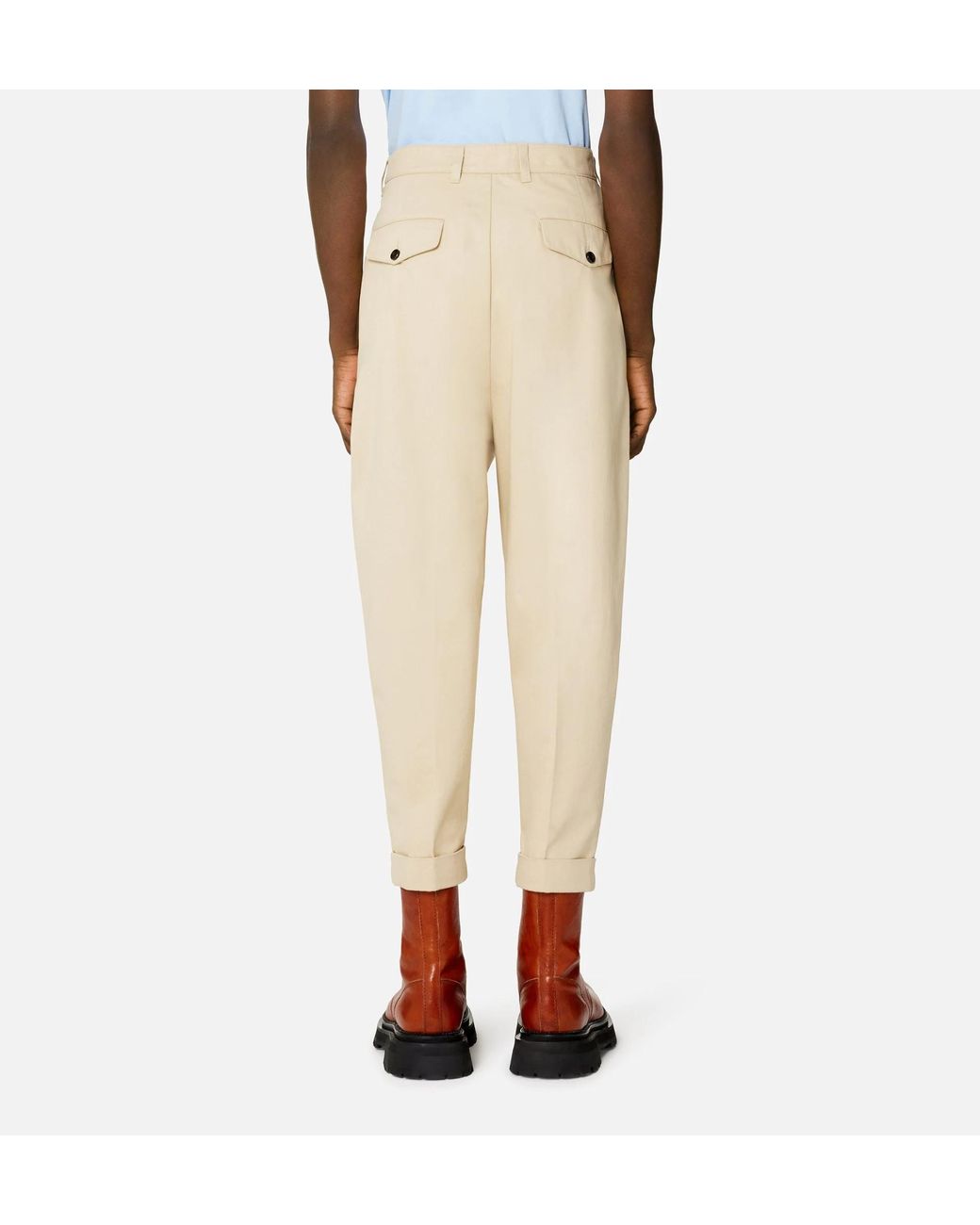 AMI Natural Drop-Crotch Mid-Rise Trousers for men