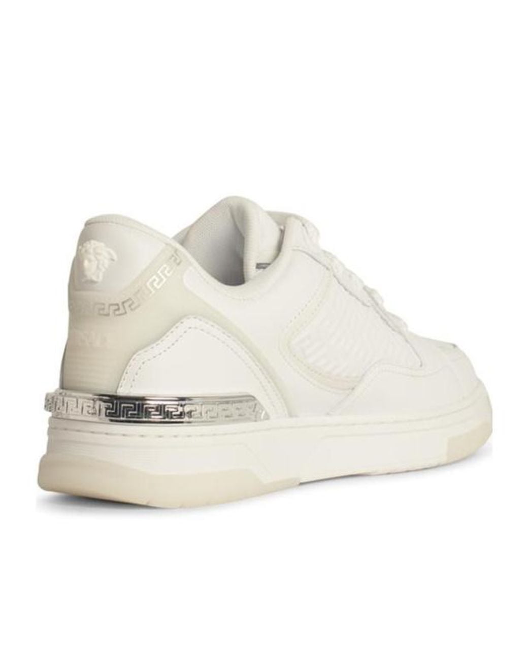Versace White Logo-Embossed Low-Top Sneakers for men