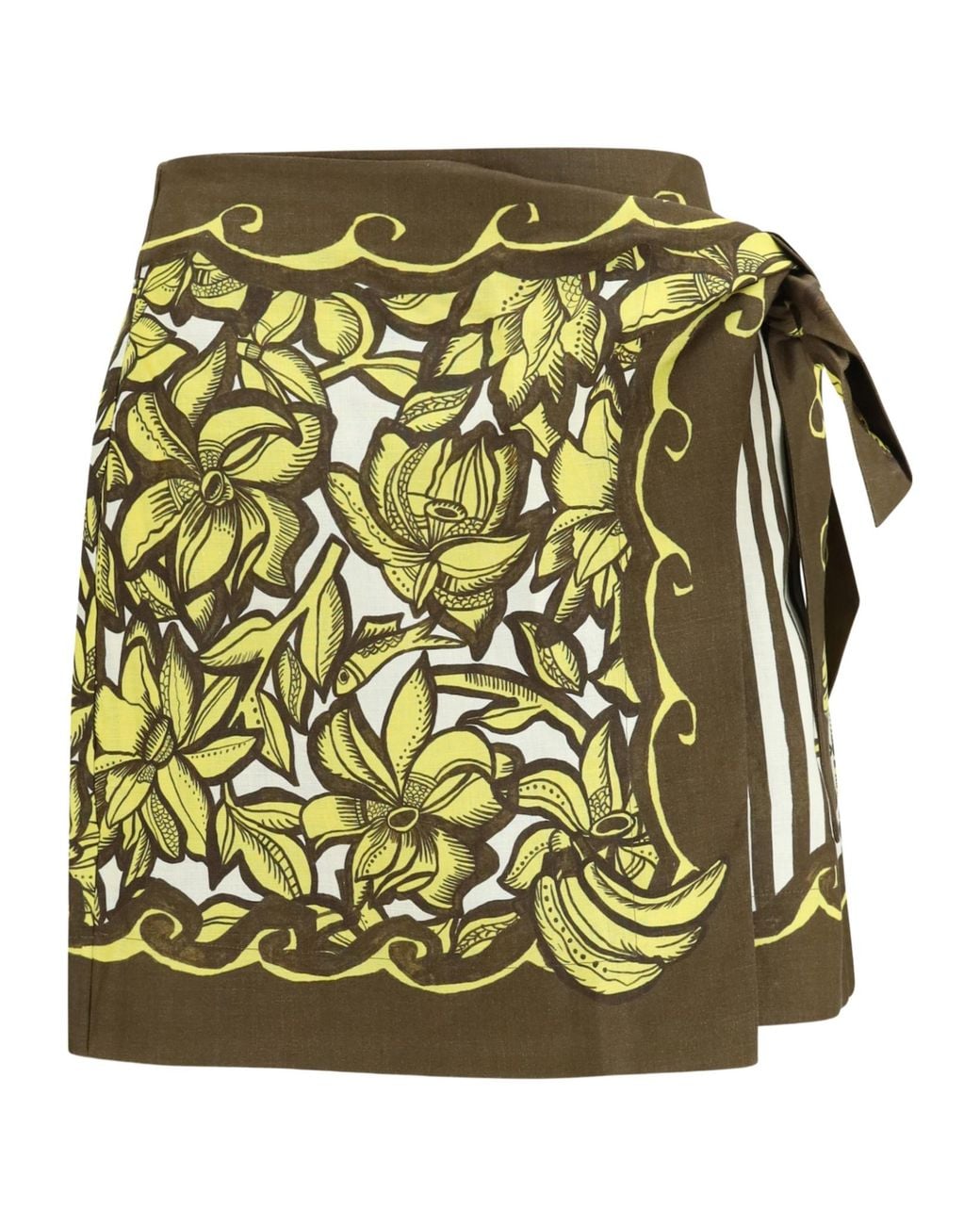 ALÉMAIS Green Mona Wrap Floral Mini Skirt
