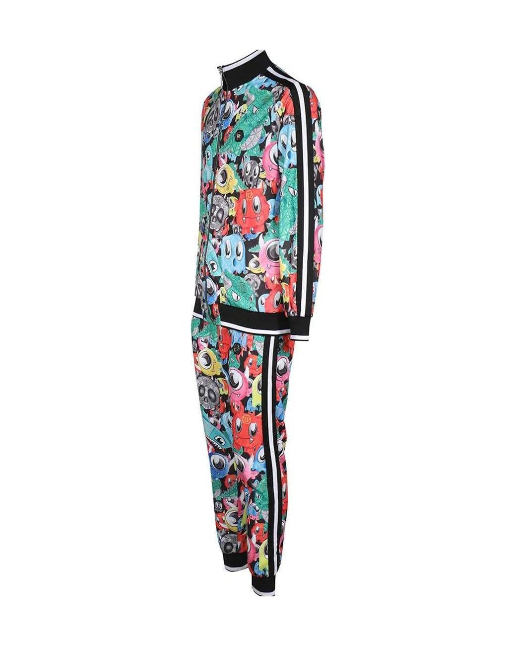 Philipp Plein Blue Cartoon-Print Two-Piece Tracksuit for men