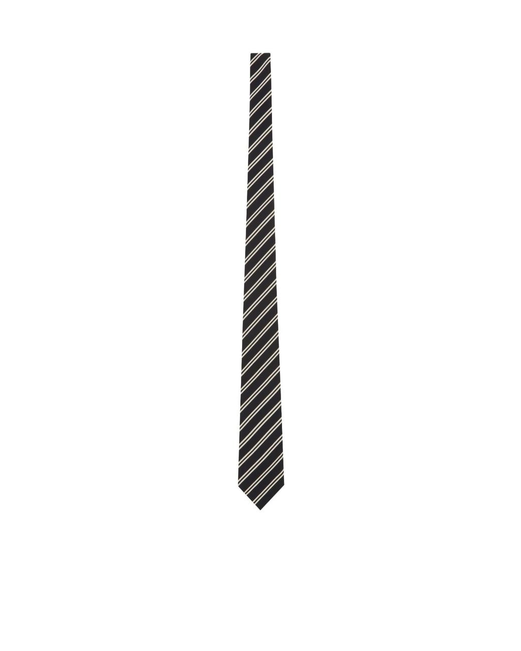 Saint Laurent White Striped Jacquard Tie for men