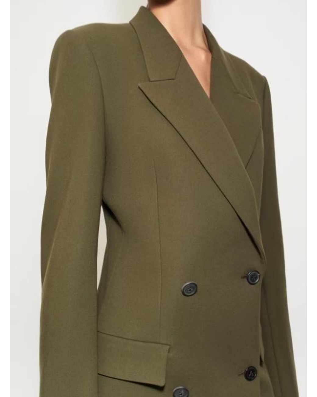 Alaïa Green Alaïa Double-Breasted Cinched Blazer