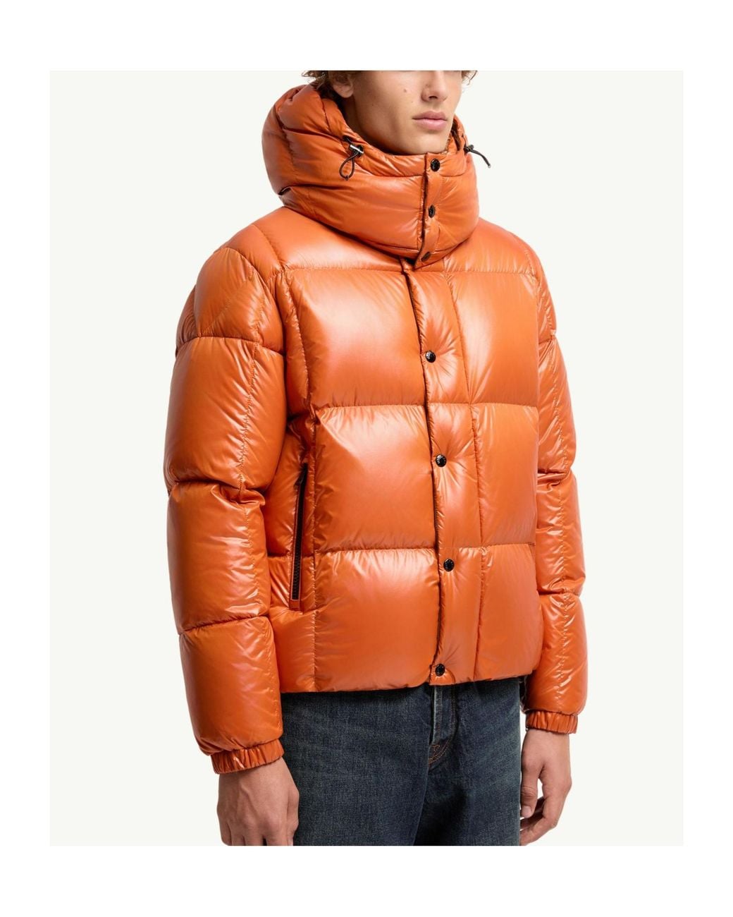 Moncler Orange Parana Hooded Puffer Jacket for men