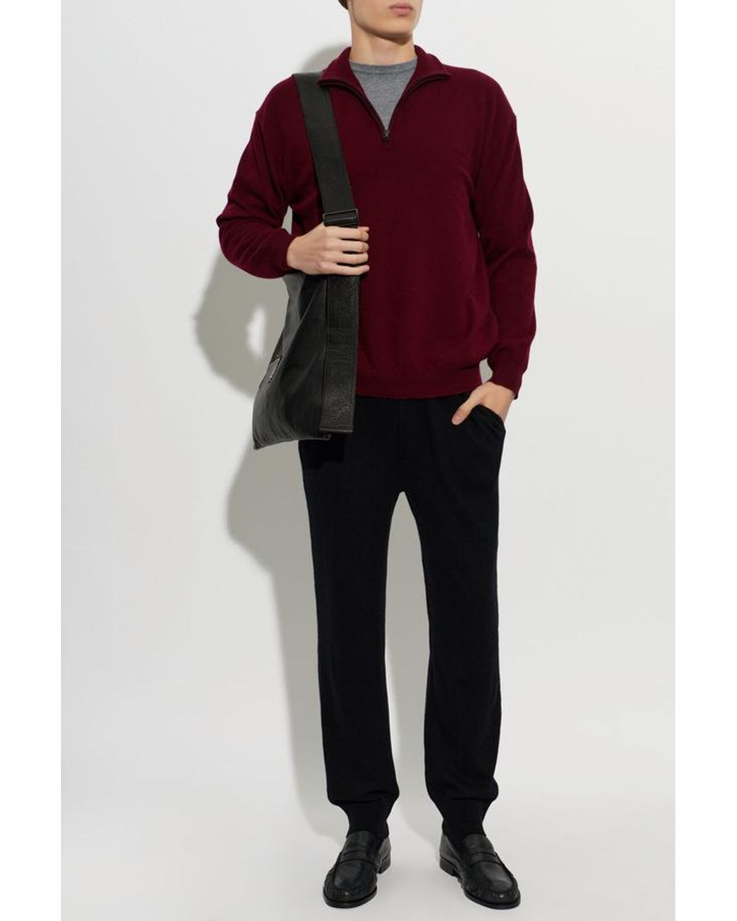 Lisa Yang Purple Augustus Half-Zip Knitted Sweater for men