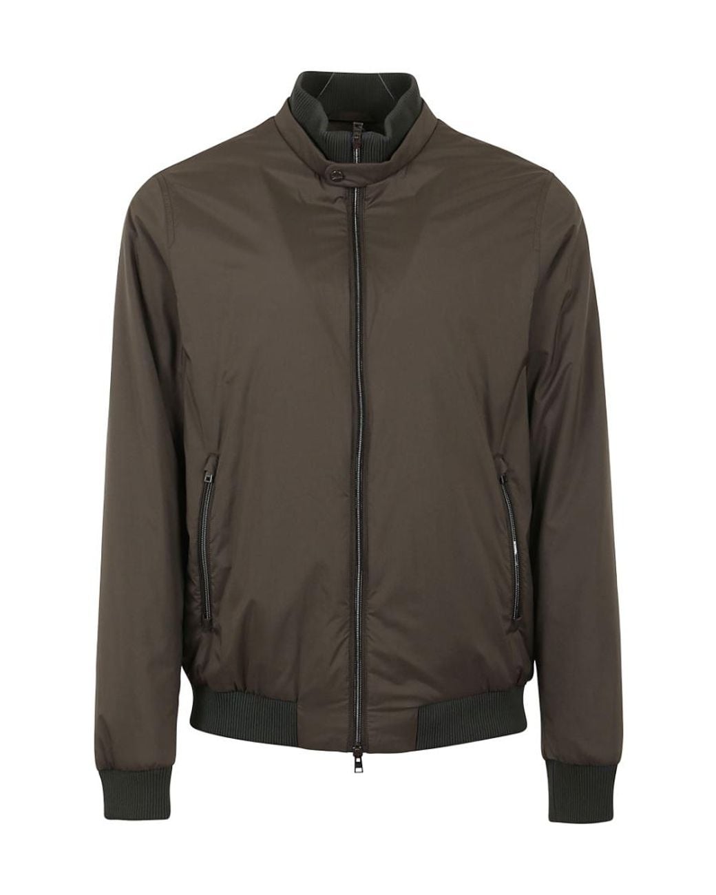 Herno Green High-Neck Zipped Bomber Jacket for men