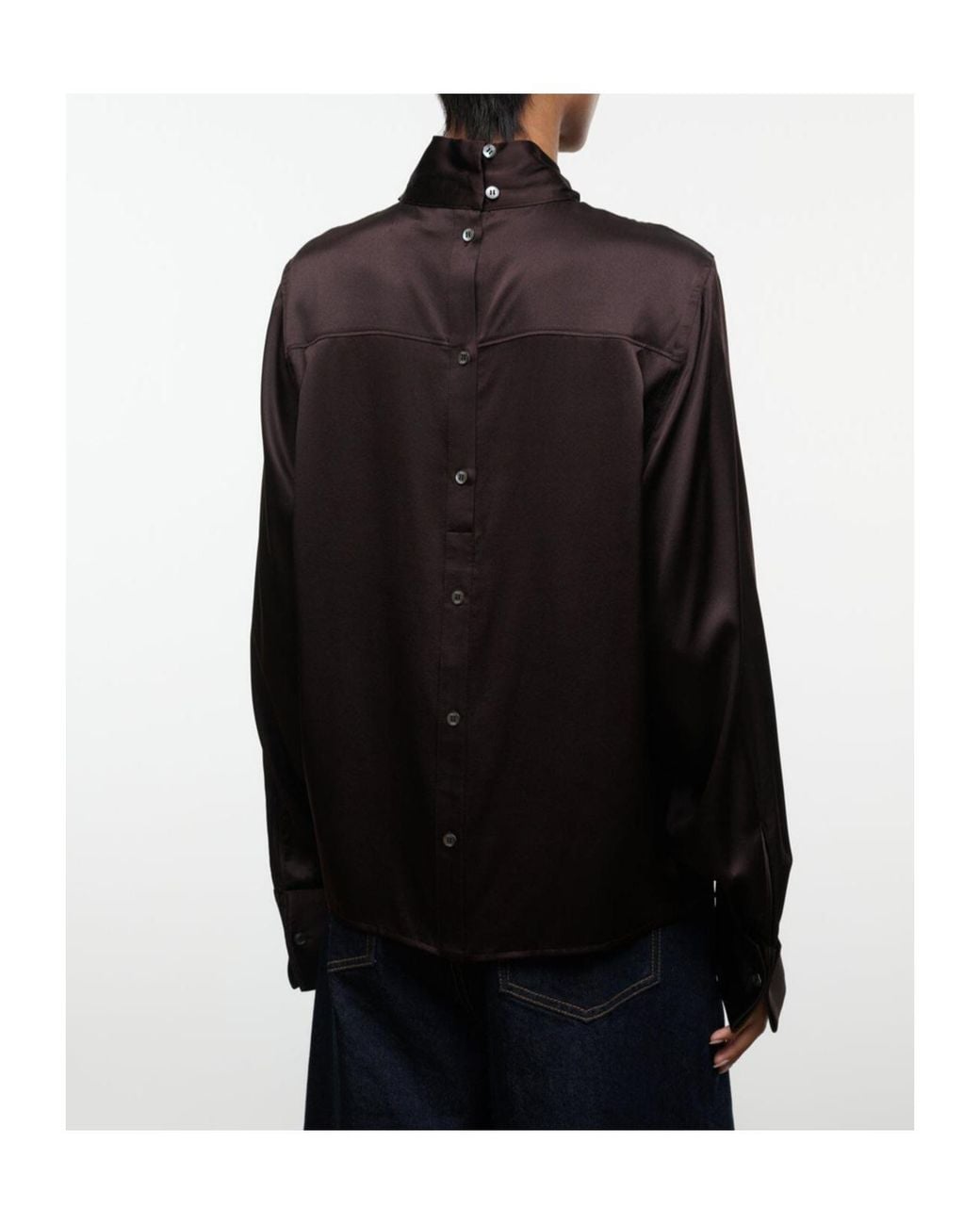 Staud Black Long-Sleeve Silk Shirt