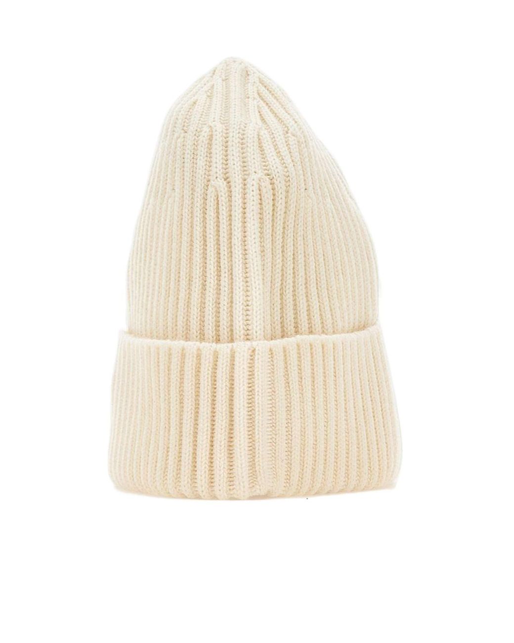 Stone Island Natural Compass Patch Ribbed Beanie for men