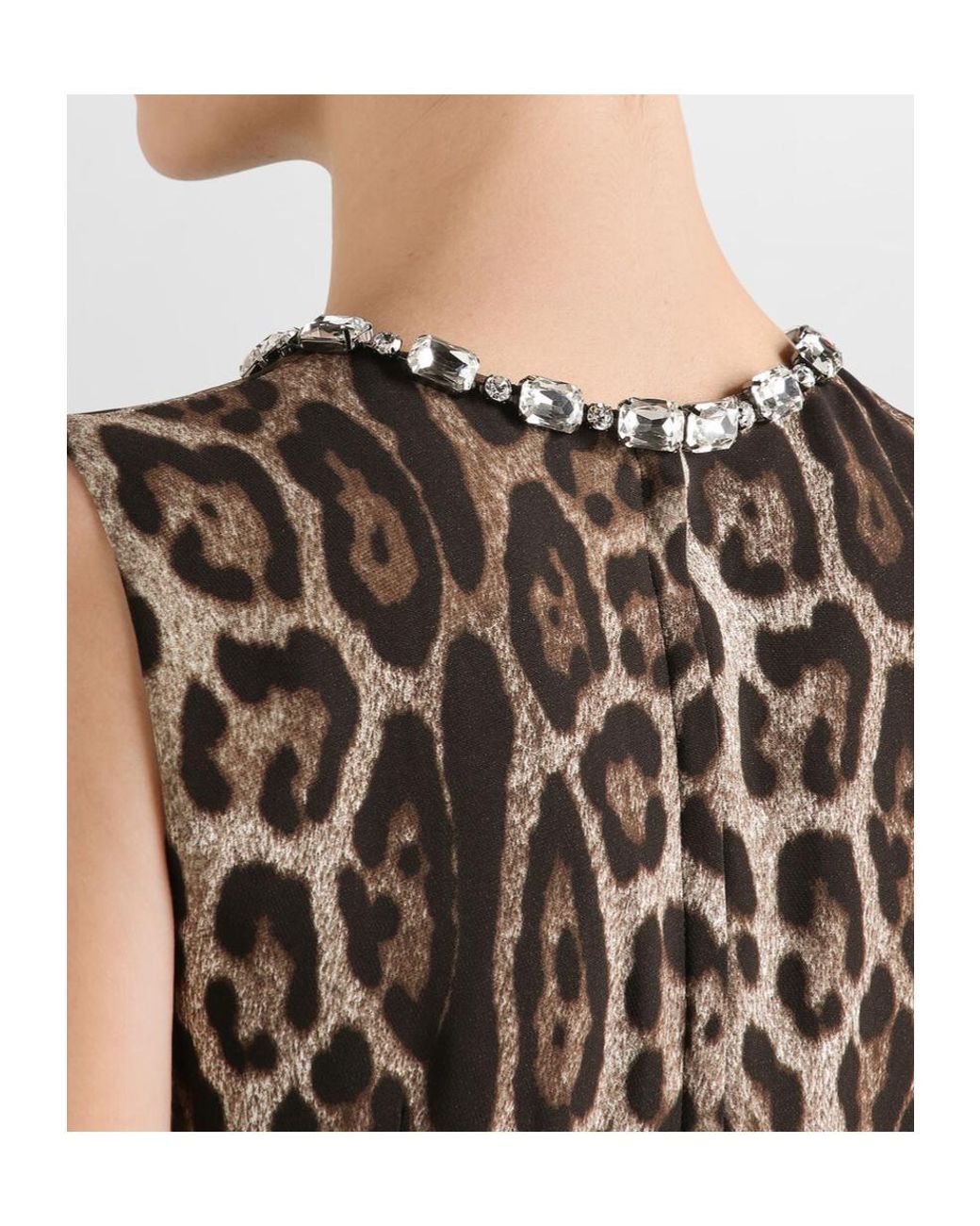 Dolce & Gabbana Brown Embellished Leopard Print Mini Dress