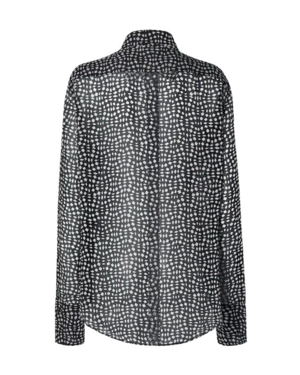 Fendi Gray Printed Long Sleeved Georgette Shirt