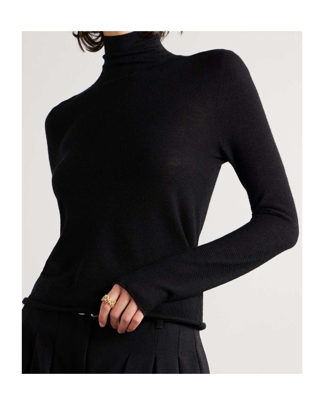 Lisa Yang Black Lory Slim Turtleneck Knitted Sweater