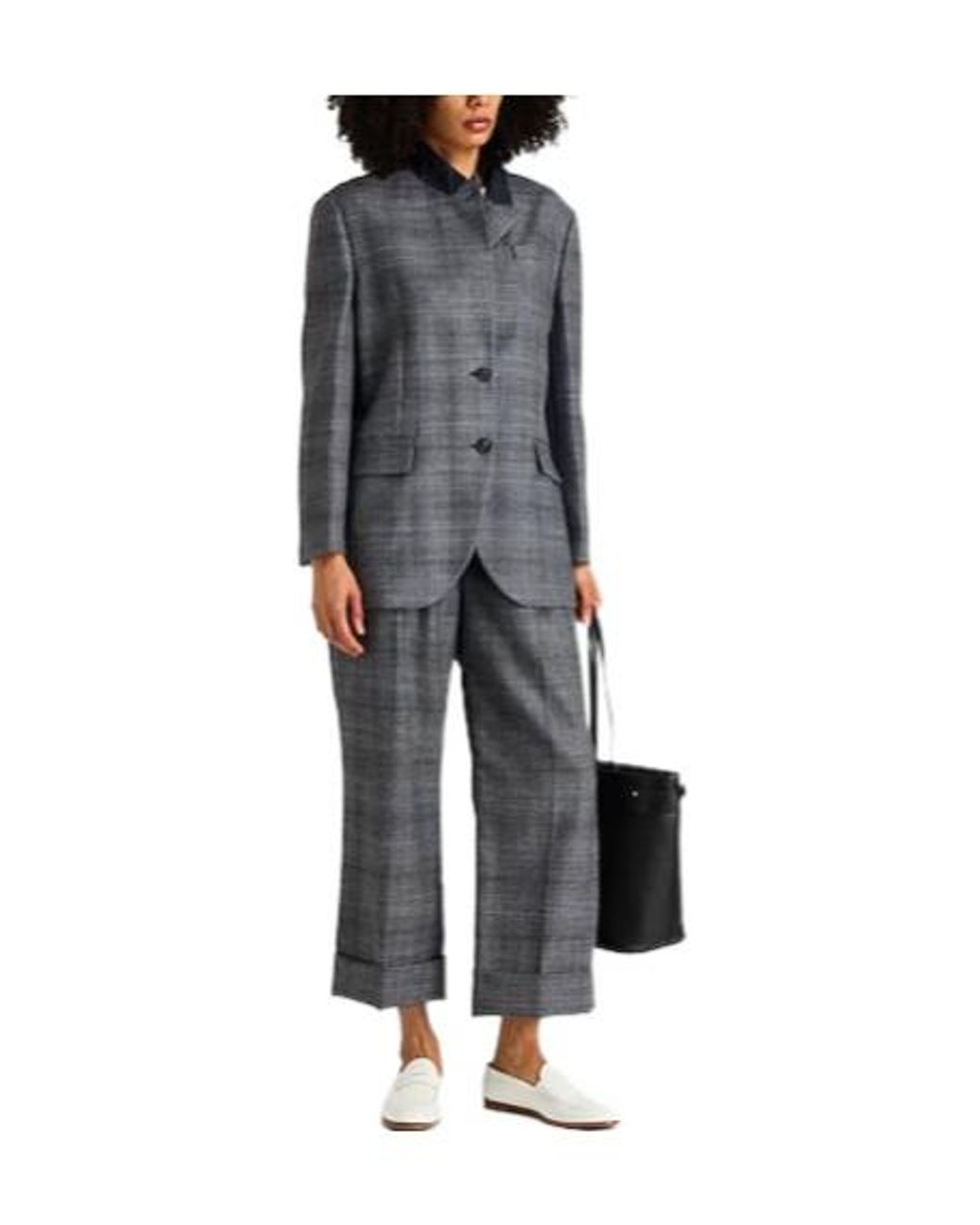 Brunello Cucinelli Gray Plaid Blazer