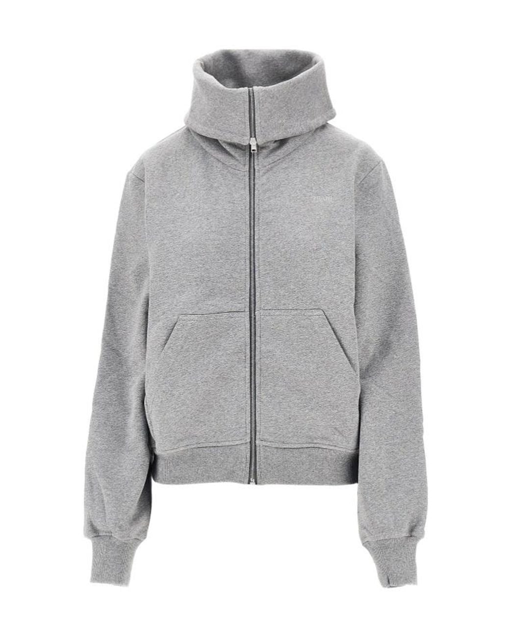 7 For All Mankind Gray Zip-Up Collar Hoodie