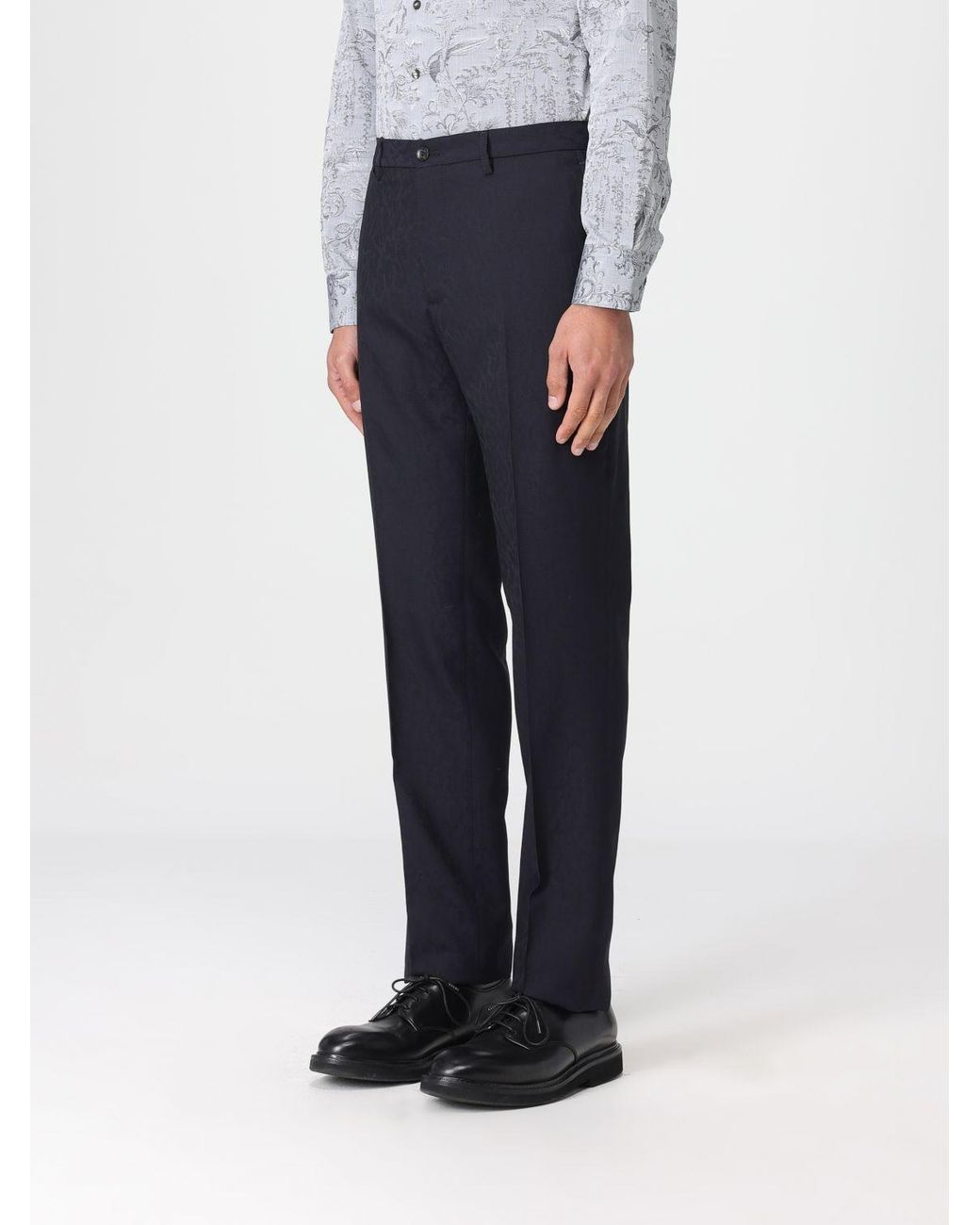 Etro Blue Pleated Tailored Trousers for men