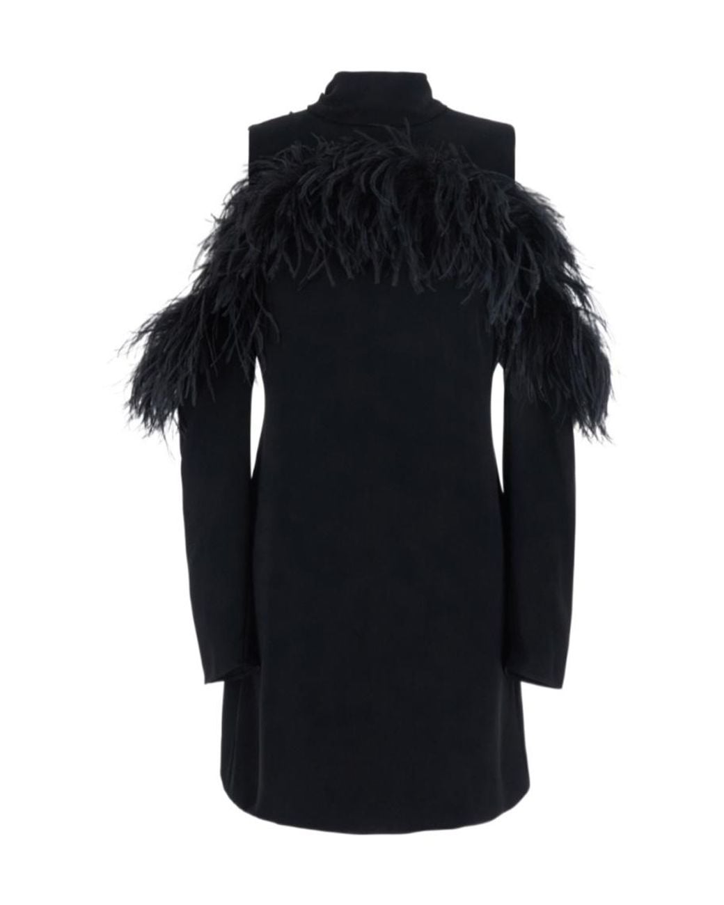 P.A.R.O.S.H. Blue P.A.R.O..H. Feathers Trimmed Mini Dress