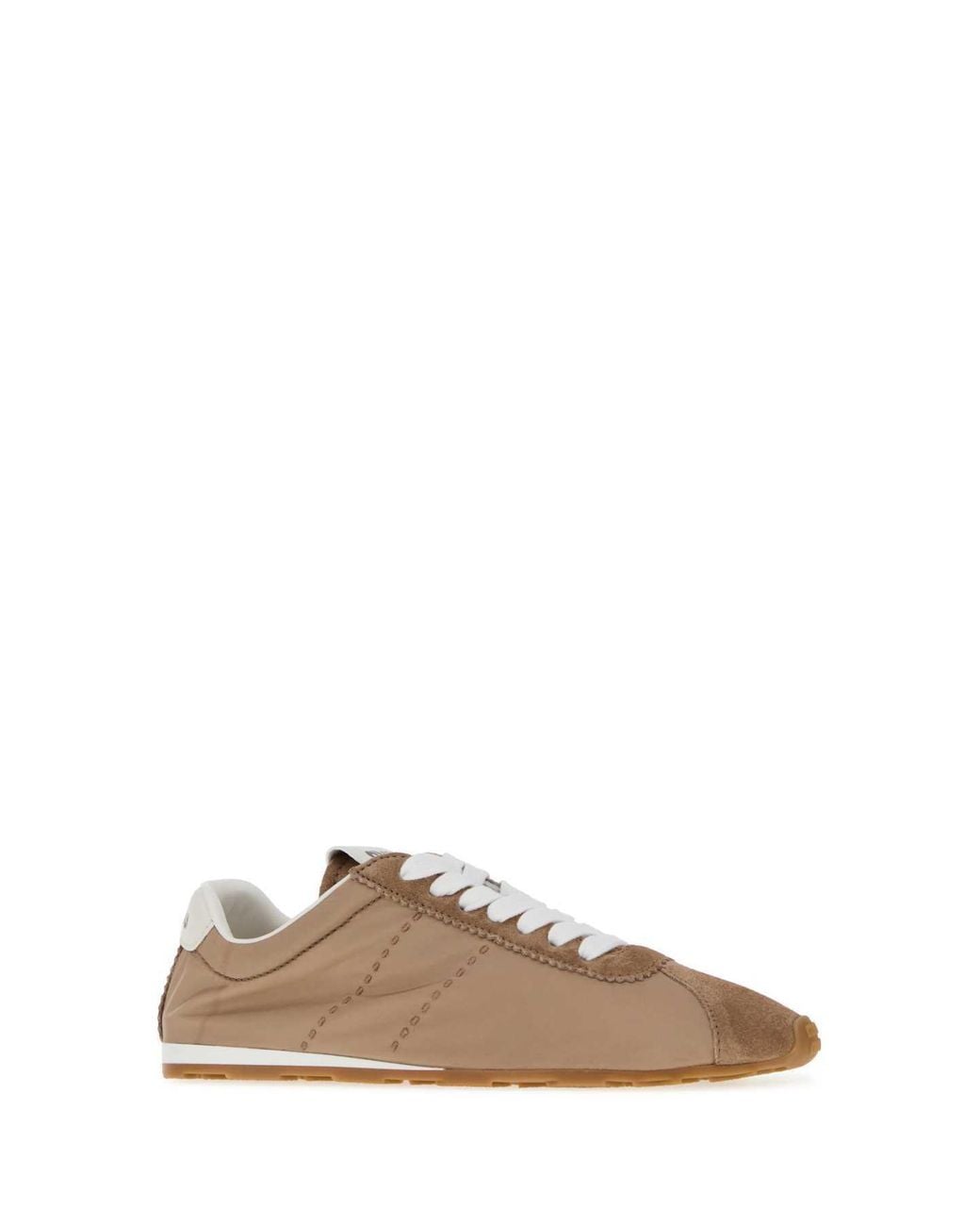 Miu Miu Brown Miu Mini Antiqued Fabric & Suede Sneaker