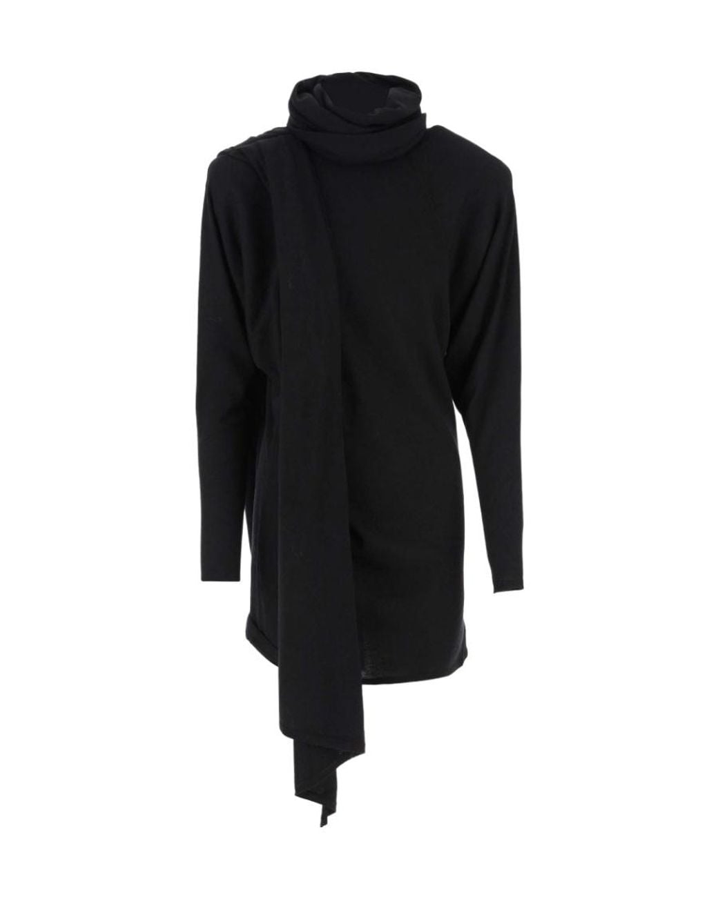 Saint Laurent Black Long-Sleeved Hooded Dress