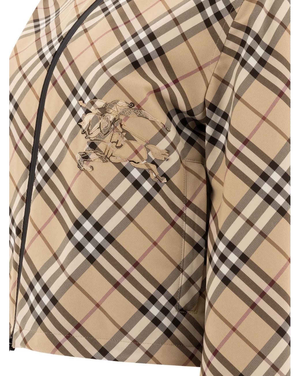 Burberry Metallic Checked Hooded Zip-Up Jacket