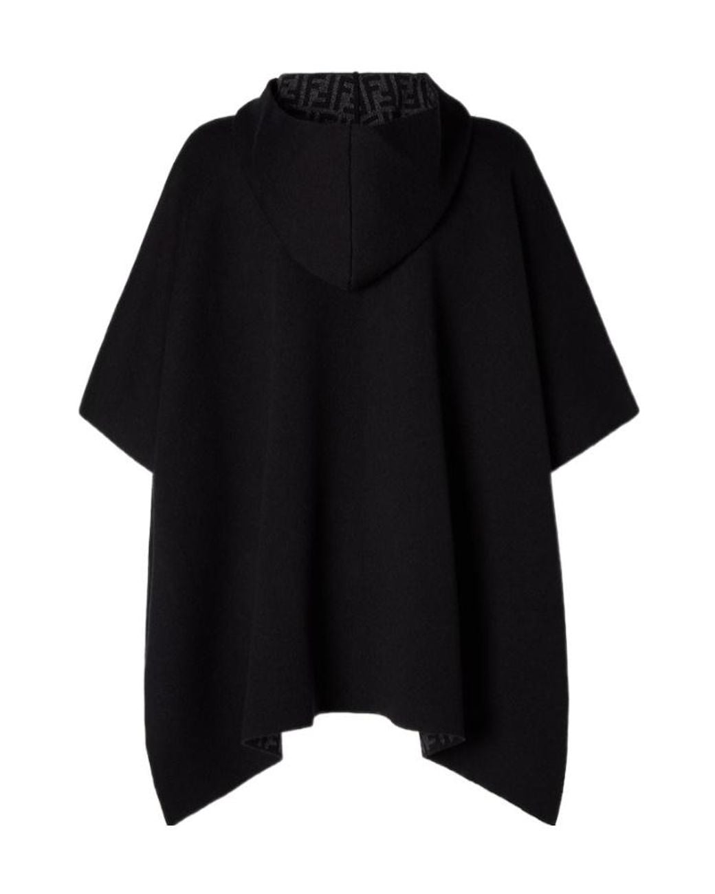 Fendi Black Hooded Ff Monogram Cape