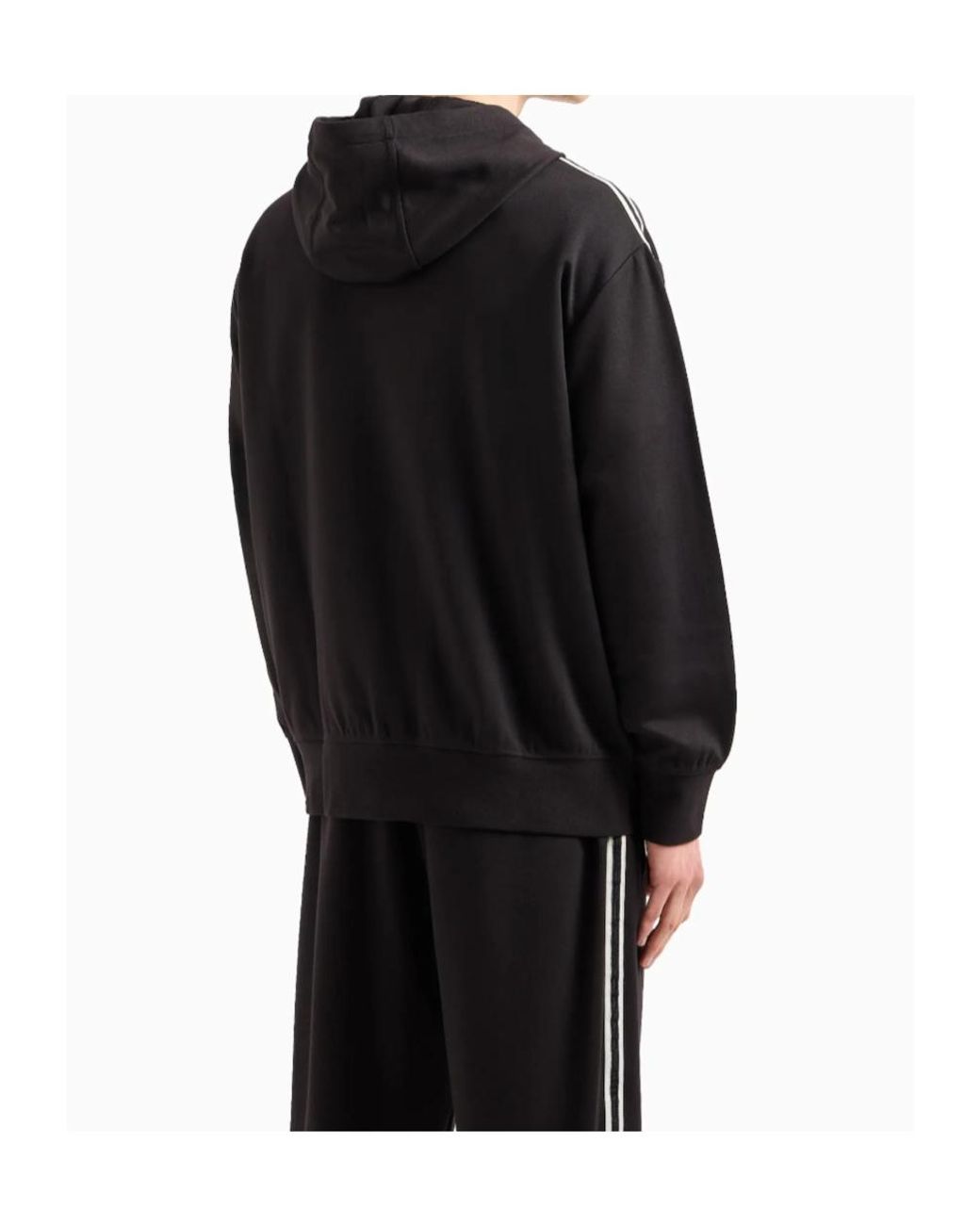 ARMANI EXCHANGE Black Zipper Cardigan Hooded Retro Sporty Sweatshirt for men
