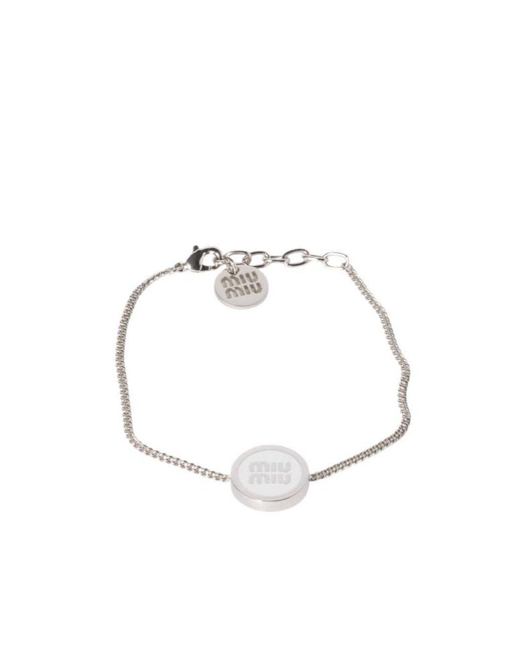Miu Miu White Enameled Metal Bracelet
