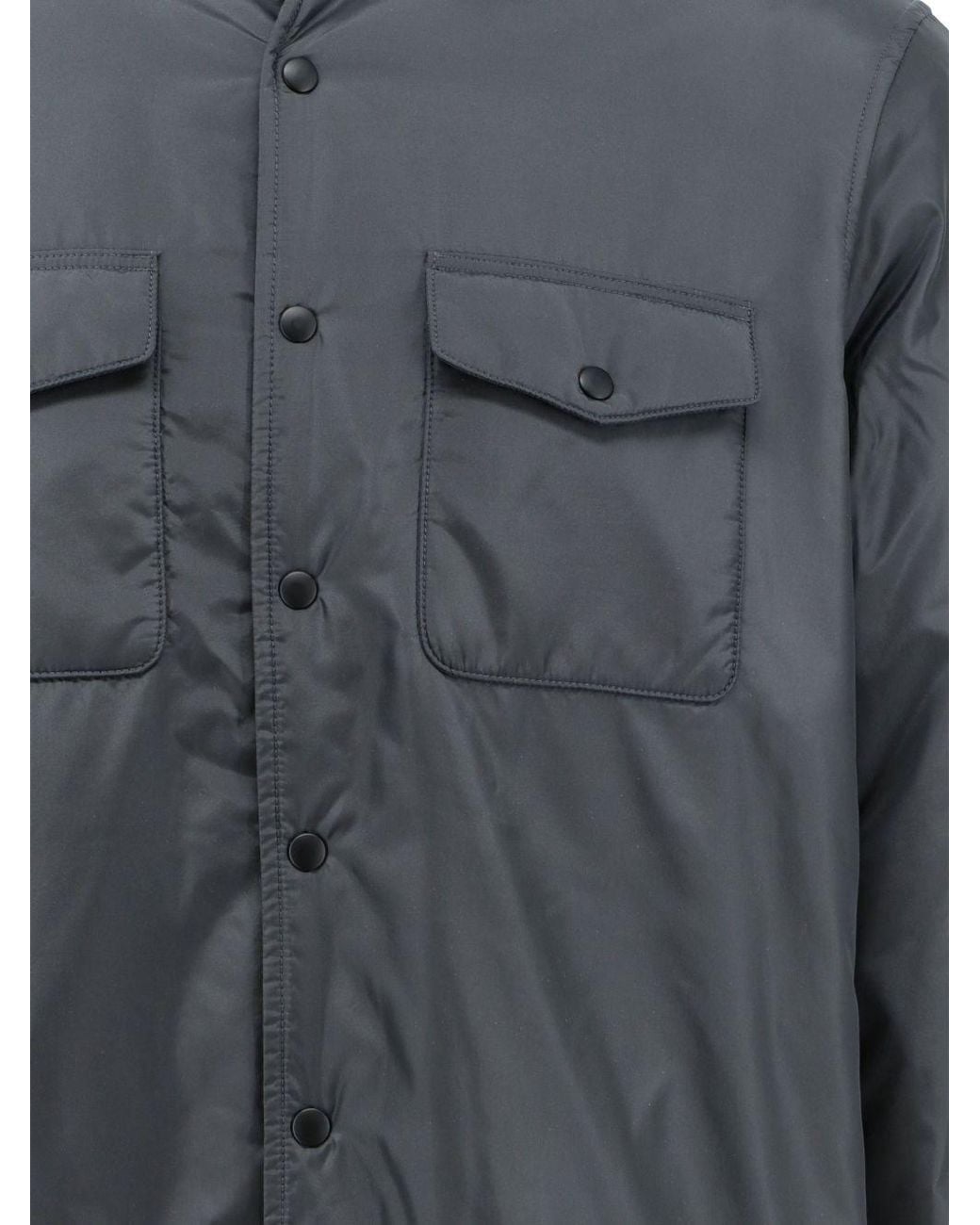 Aspesi Blue Snap-Front Shirt Jacket for men